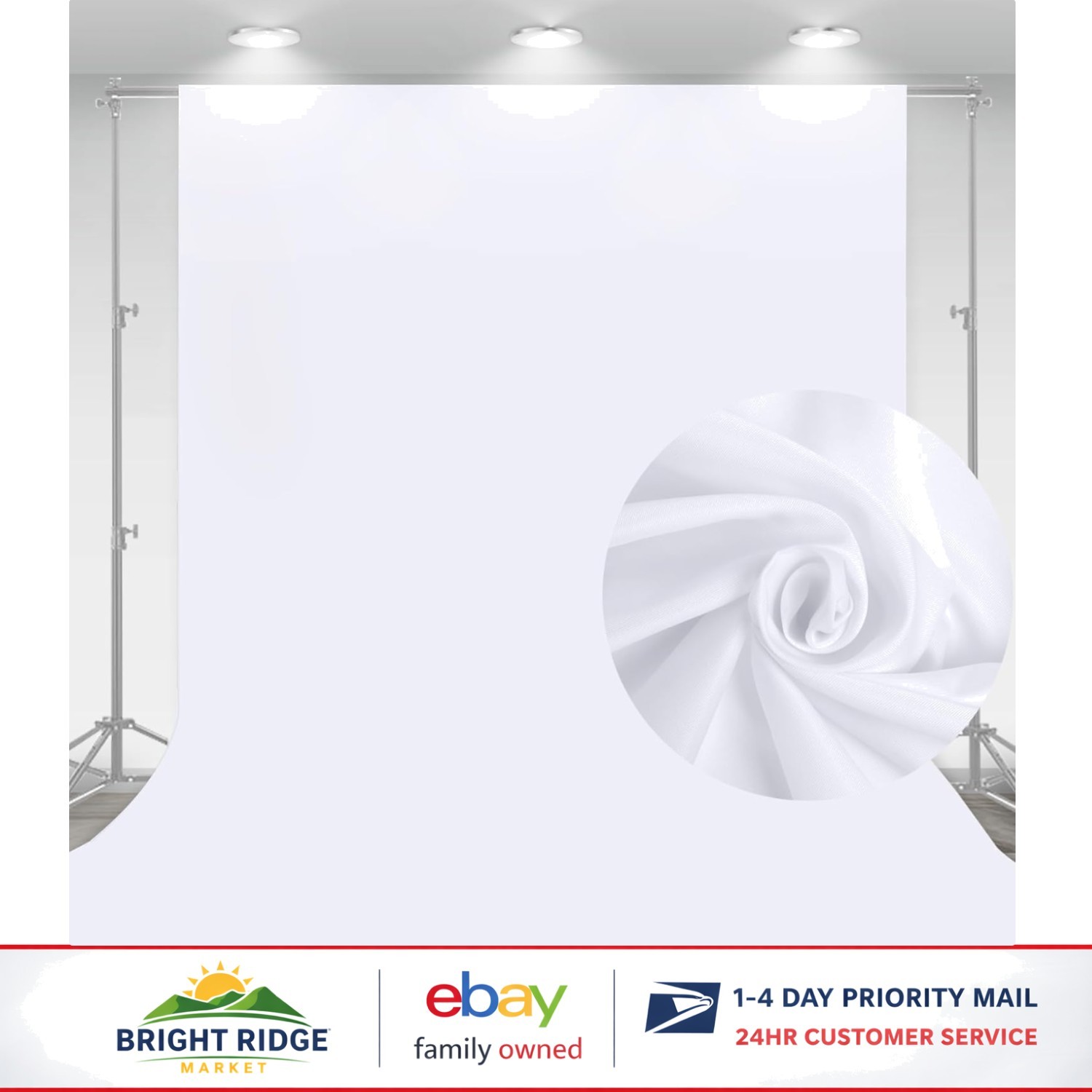 10 x 7 FT White Photography Backdrop, Non-Reflective Fabric for Photoshoots