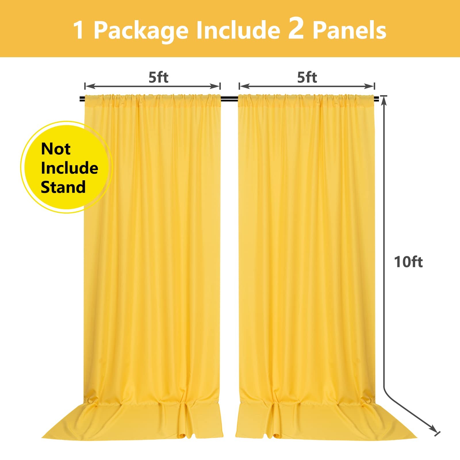 Yellow Backdrop Curtain for Parties Rod Pocket Yellow Curtains Photography Ba…
