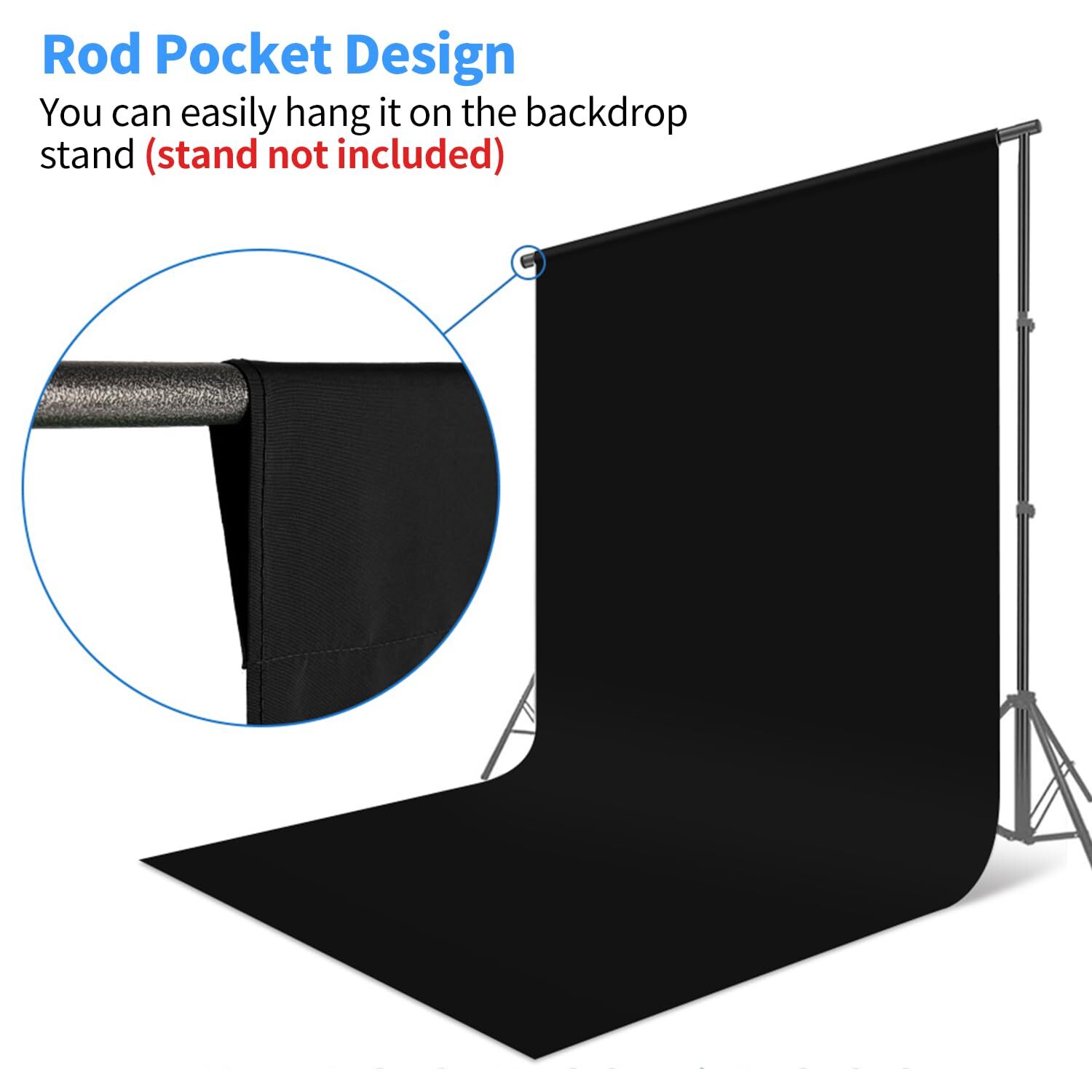 Black Backdrop Curtain 5X6.5 Ft Black Photo Backdrop for Photoshoot Party Vi