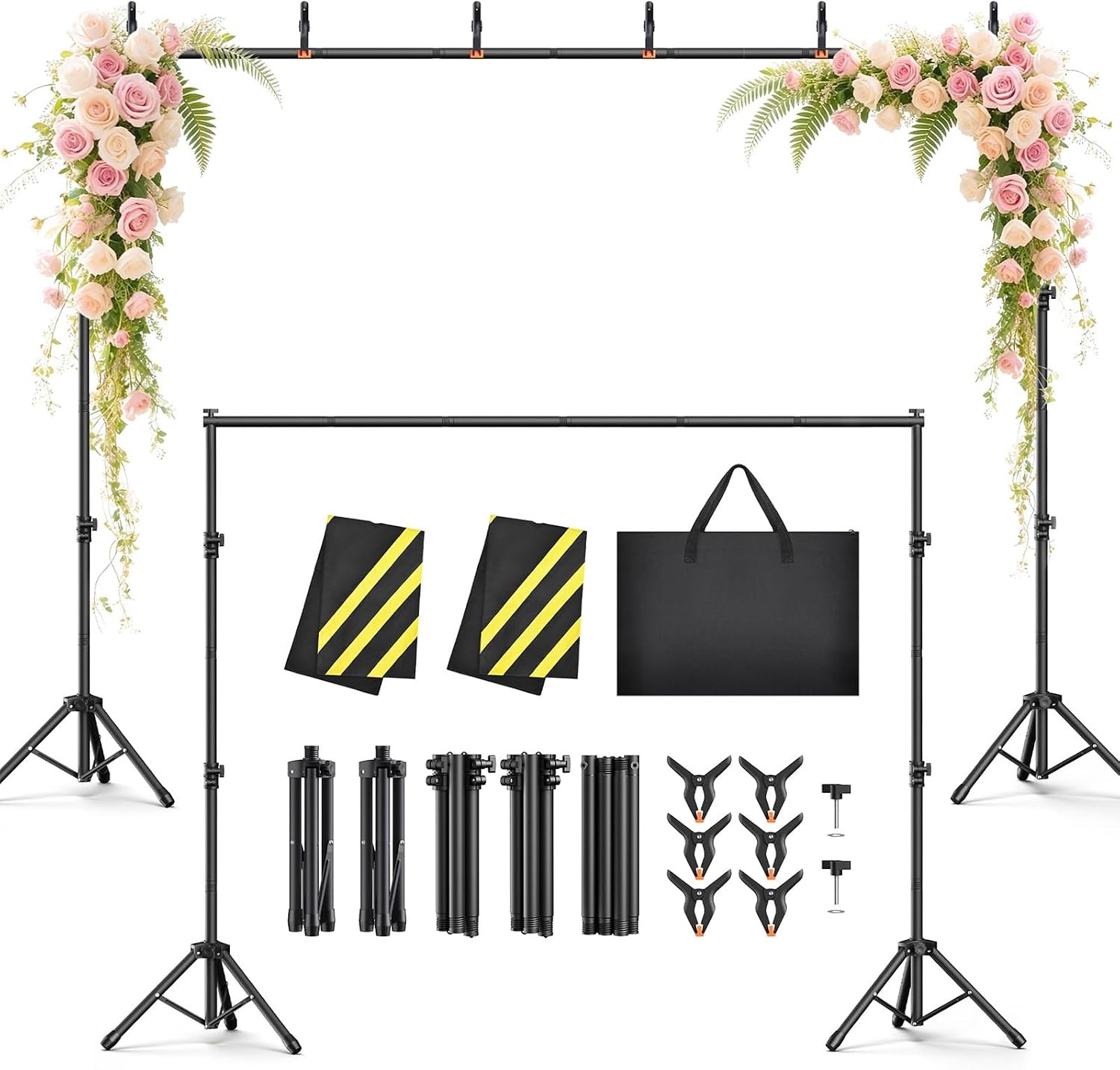 Backdrop Stand 10×7.5ft Height Adjustable & Width Adjustable Backdrop Stand Back