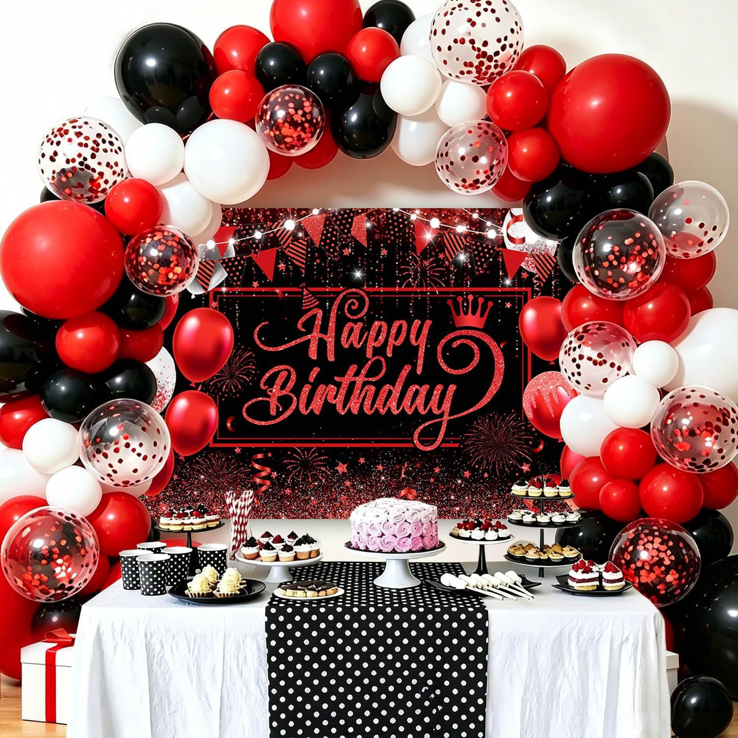 Happy Birthday Backdrop for Man Photography Background Red and Black