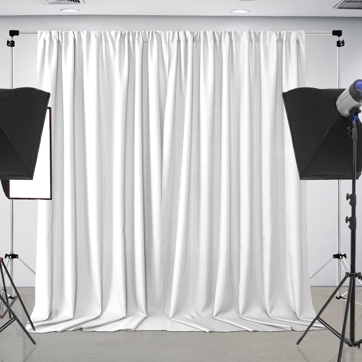 2 Panels 5ft x 7ft White Photography Backdrop Curtains, Polyester, Rod Pockets