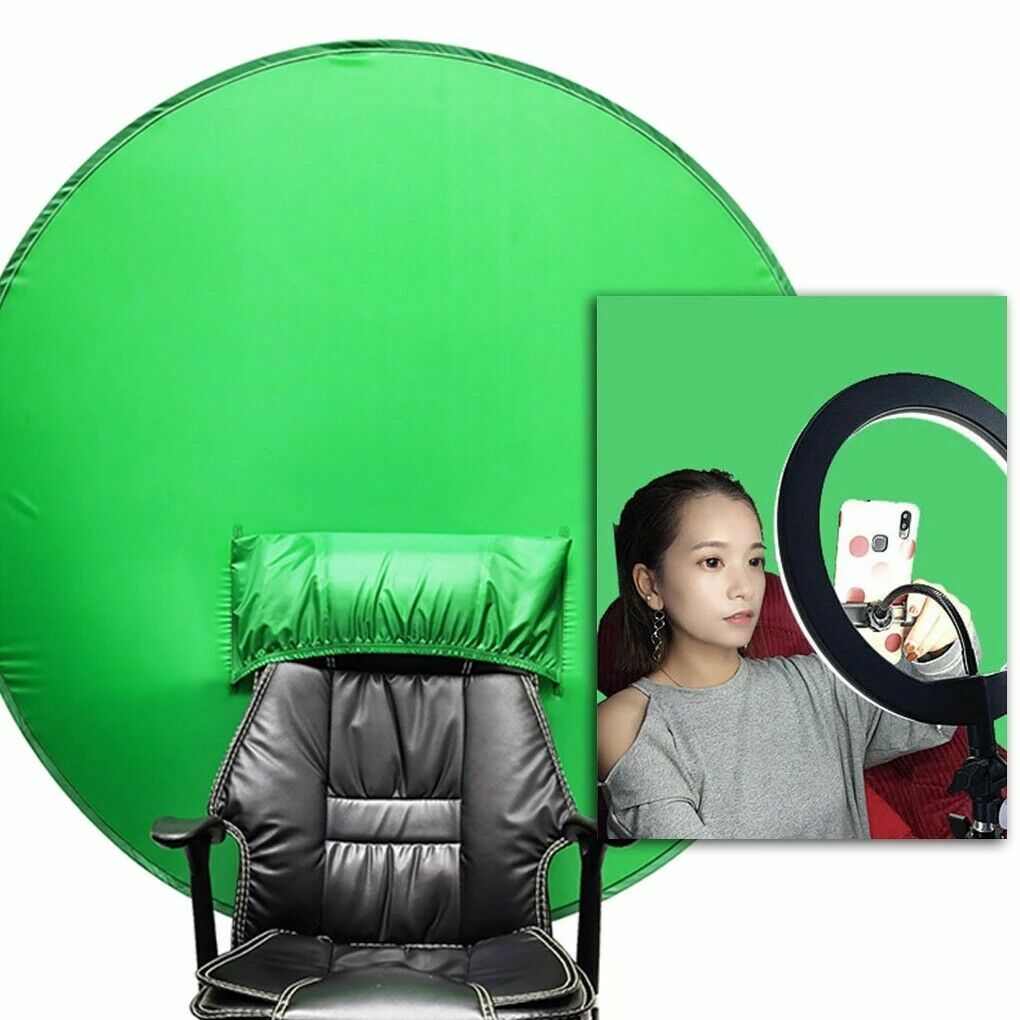 2 in 1 Round Green Blue Backdrop Photography Background Screen for Video Studio