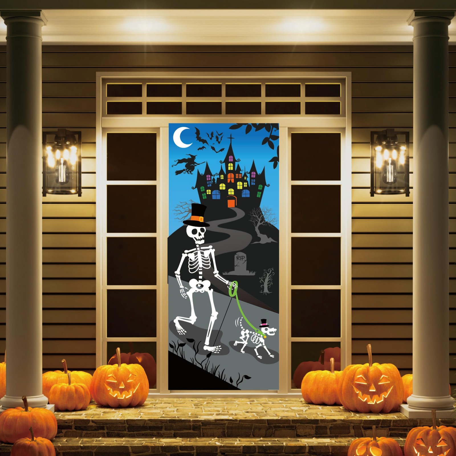Halloween Door Cover Poster Party Supplies Front Door Sign Banner Holiday Decor