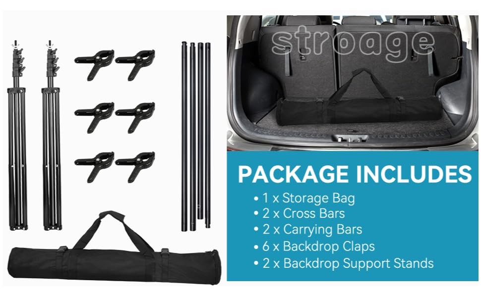 8.5 X 10FT/2.6 X 3M Background Stand Support System Kit with Carrying Case fo…