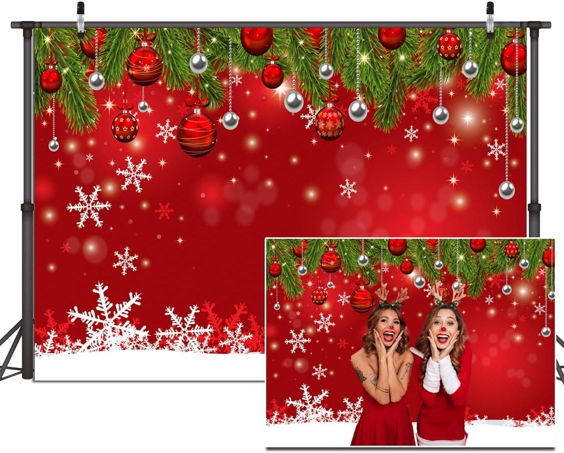 Dudaacvt 7x5ft Red Christmas Backdrop – Snowflake New Year Eve 7x5ft, 336