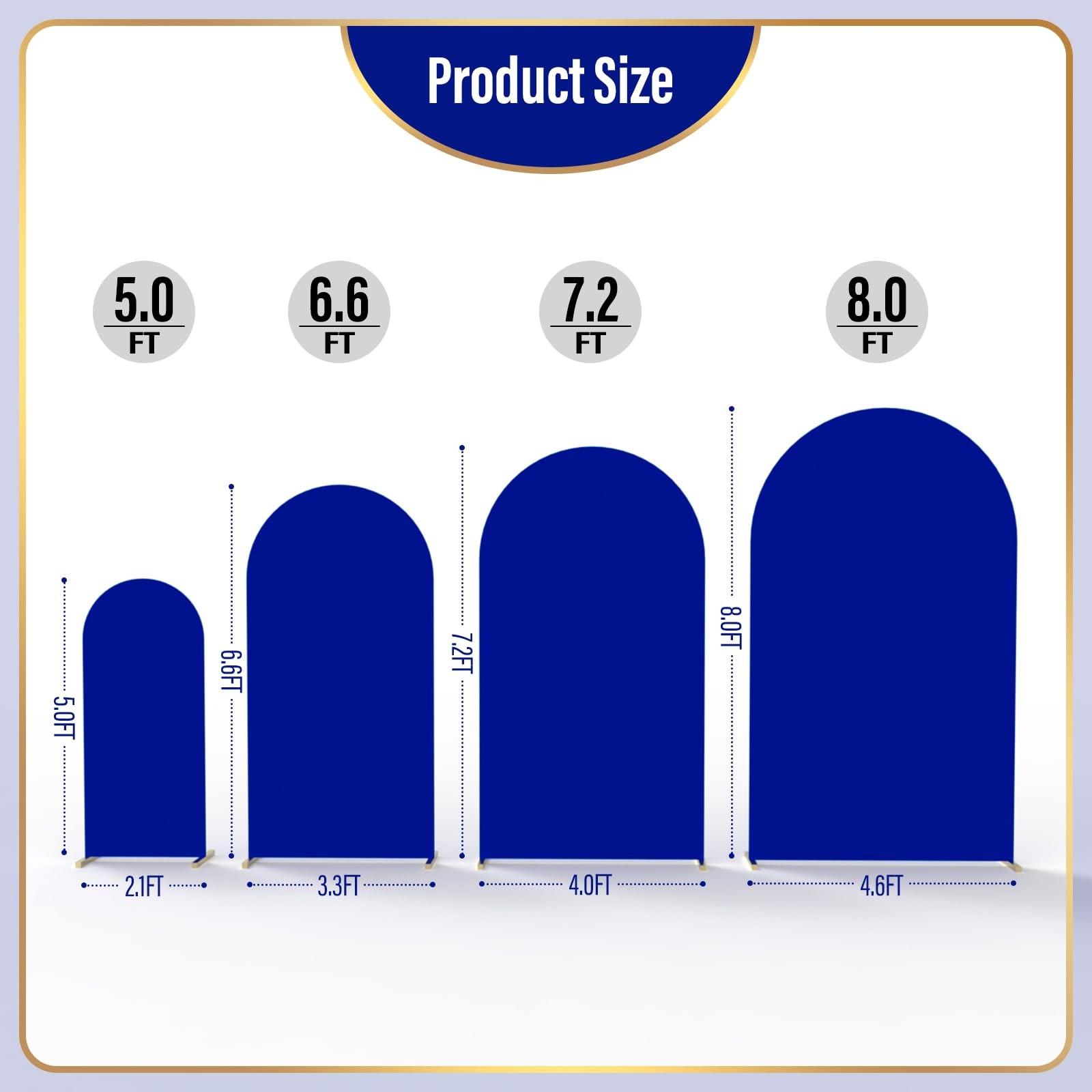 Upgraded 8FT Wedding Arch Cover, 6.6FT Royal Blue Spandex Fitted Arch Backdro…
