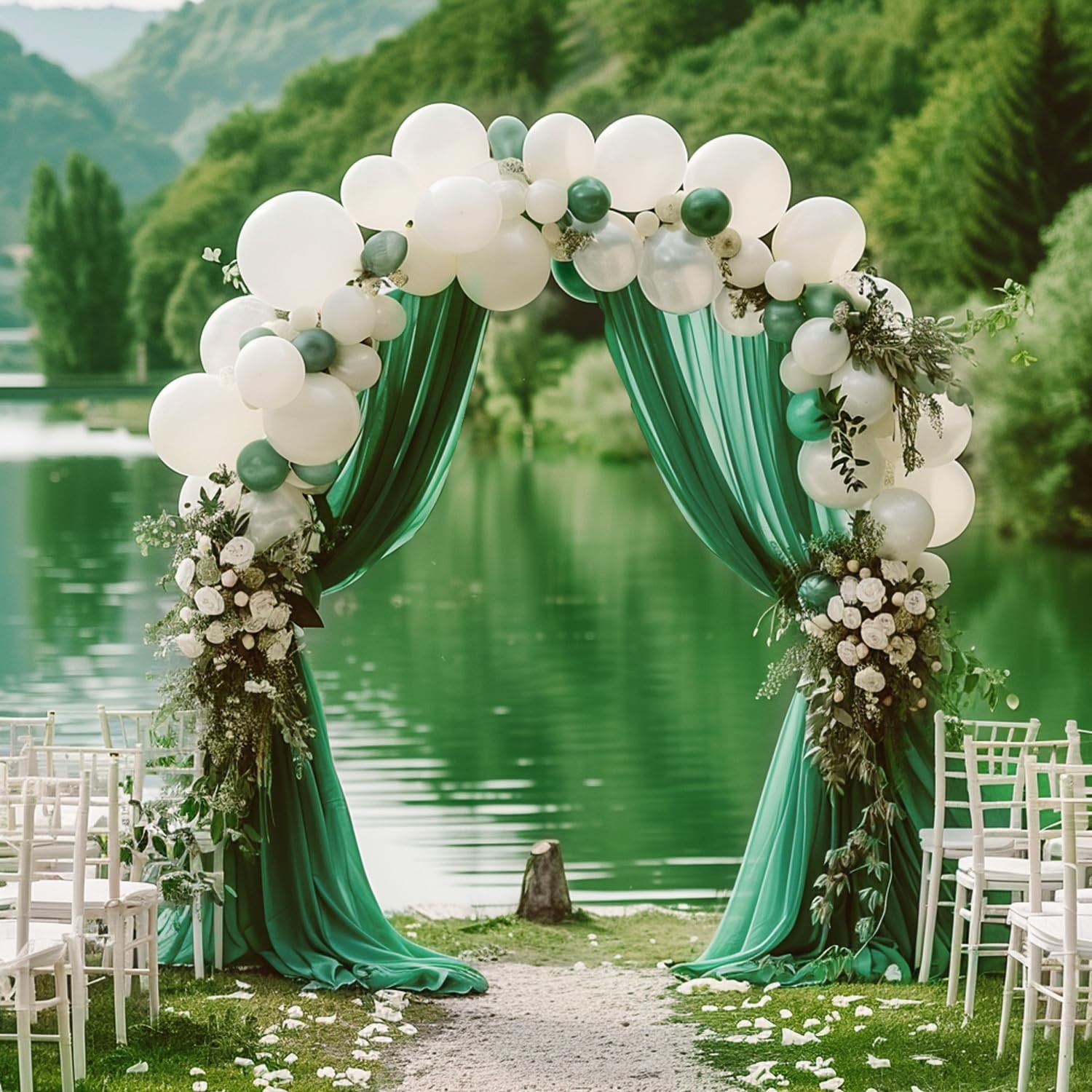 Wedding Arch Draping Fabric 28.7 Inch x 20FT Emerald Green Sheer Backdrop