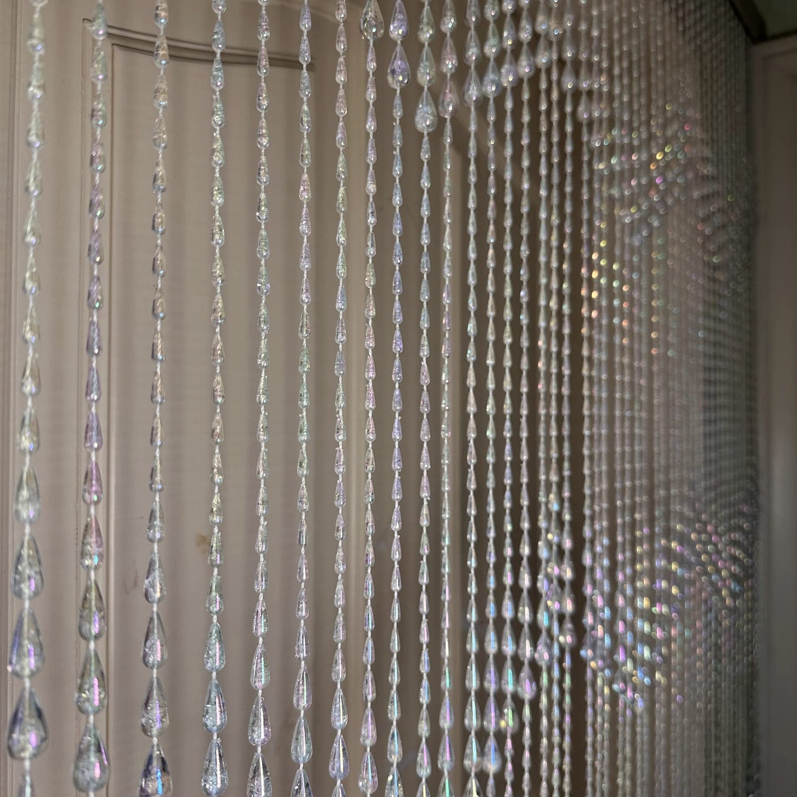Iridescent Crystal Beaded Curtain 3×6 FT for Home, Wedding, Cafe Decor
