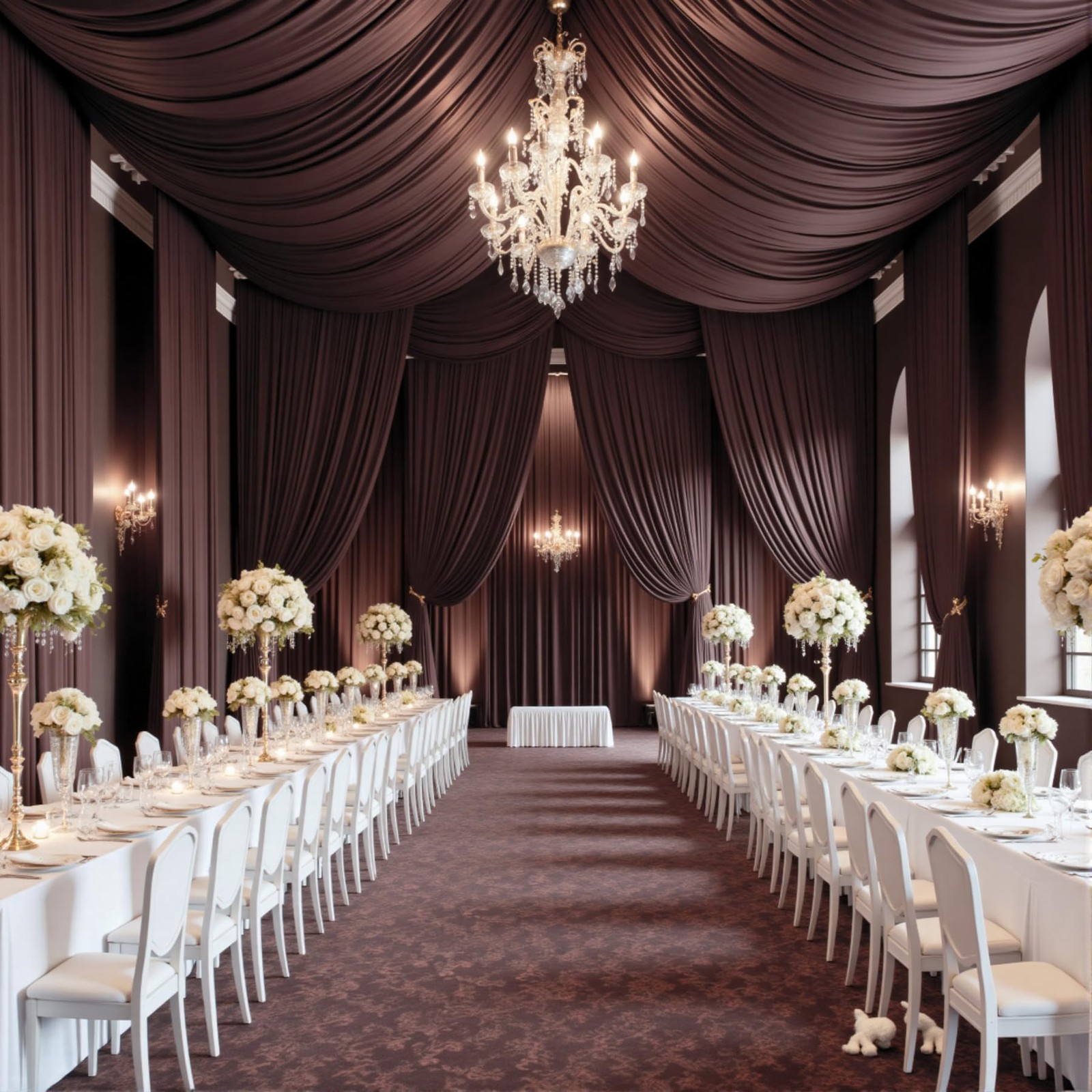 10×15 Ft Brown Backdrop Curtains Wrinkle Free Polyester 2 Panels Wedding