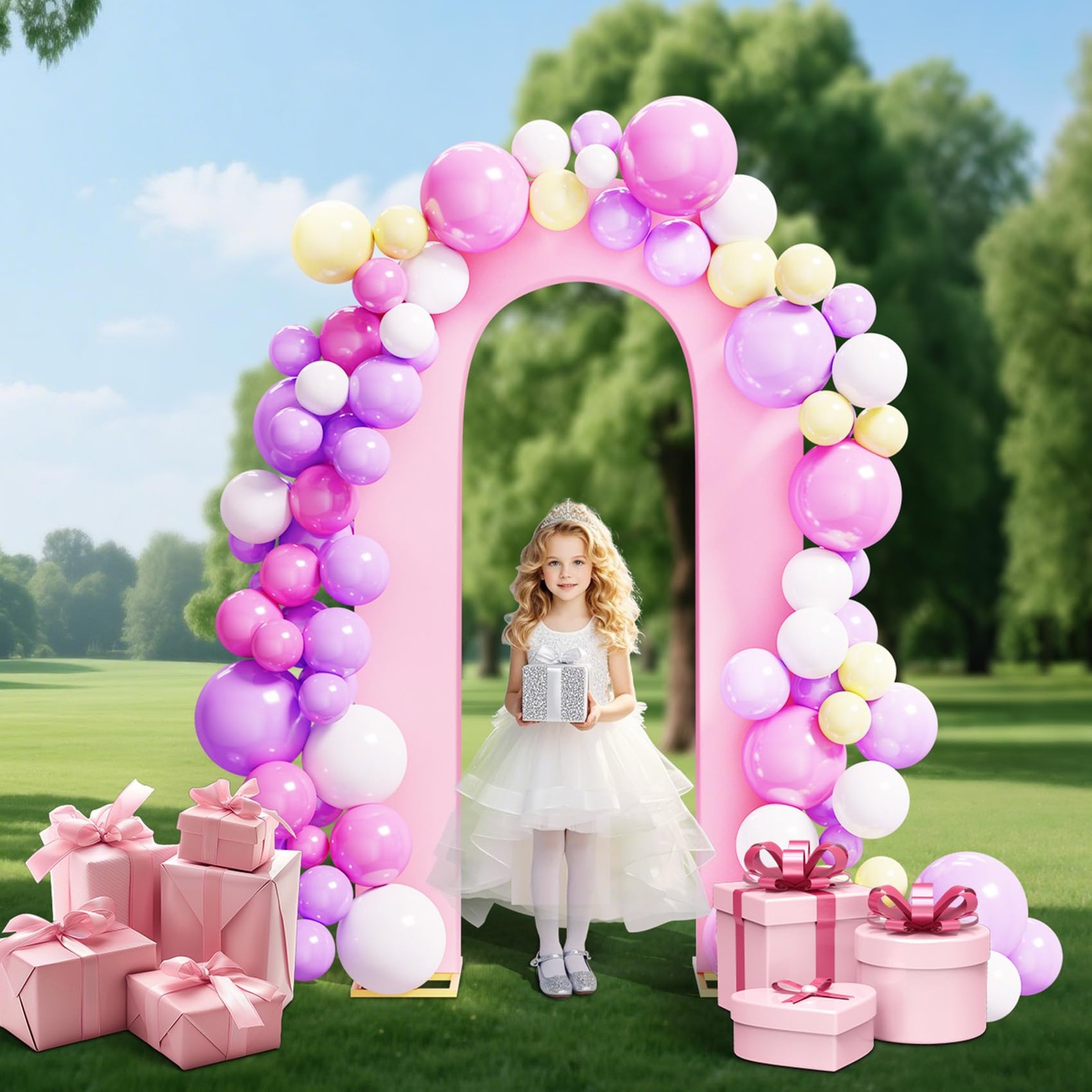 7.2FT Spandex Open Arch Backdrop Cover，U-Shaped 2-Sided Backdrop Cover，Round …
