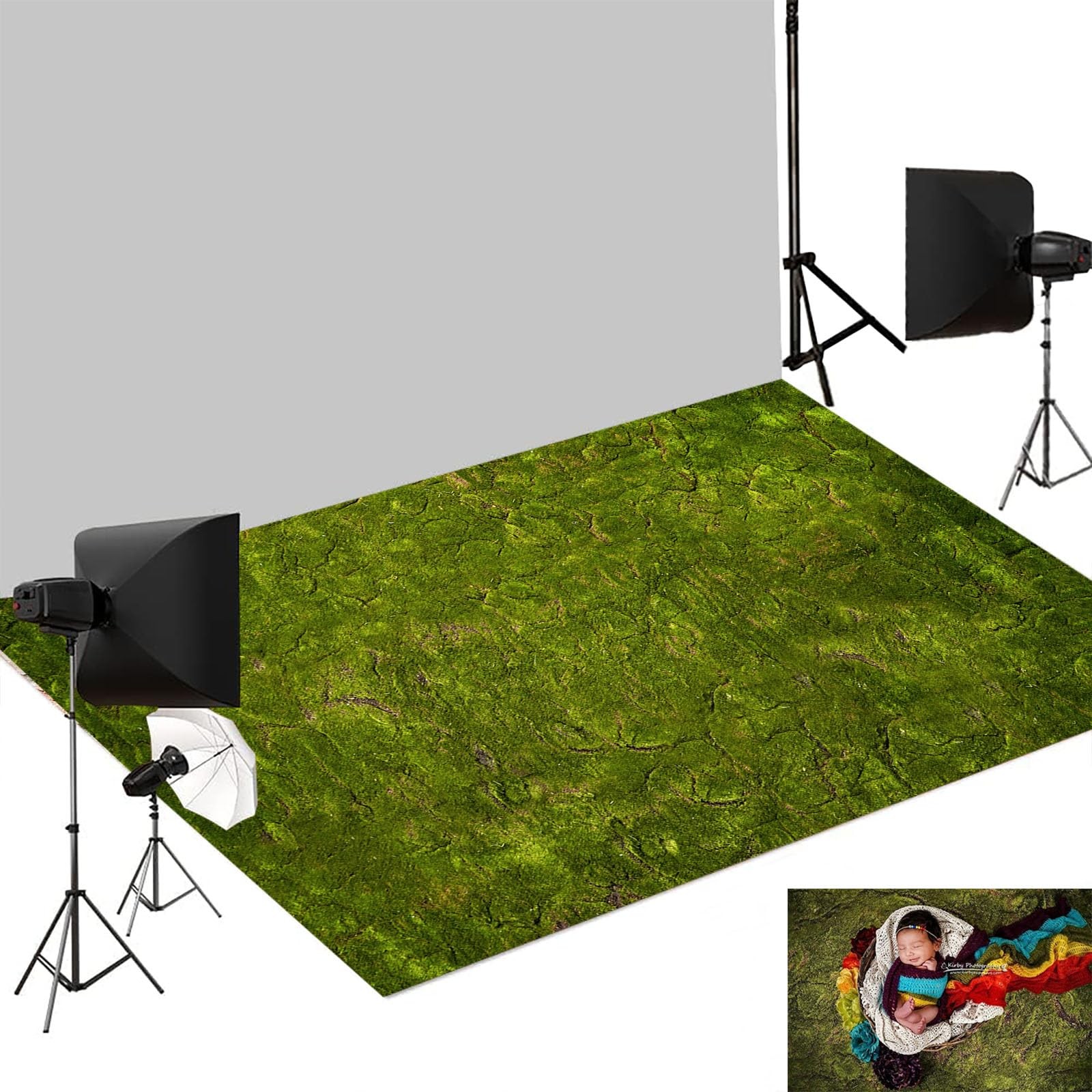 Kate Photography Floor Mats Rubber Mat Green Grass Photo 8x5ft,