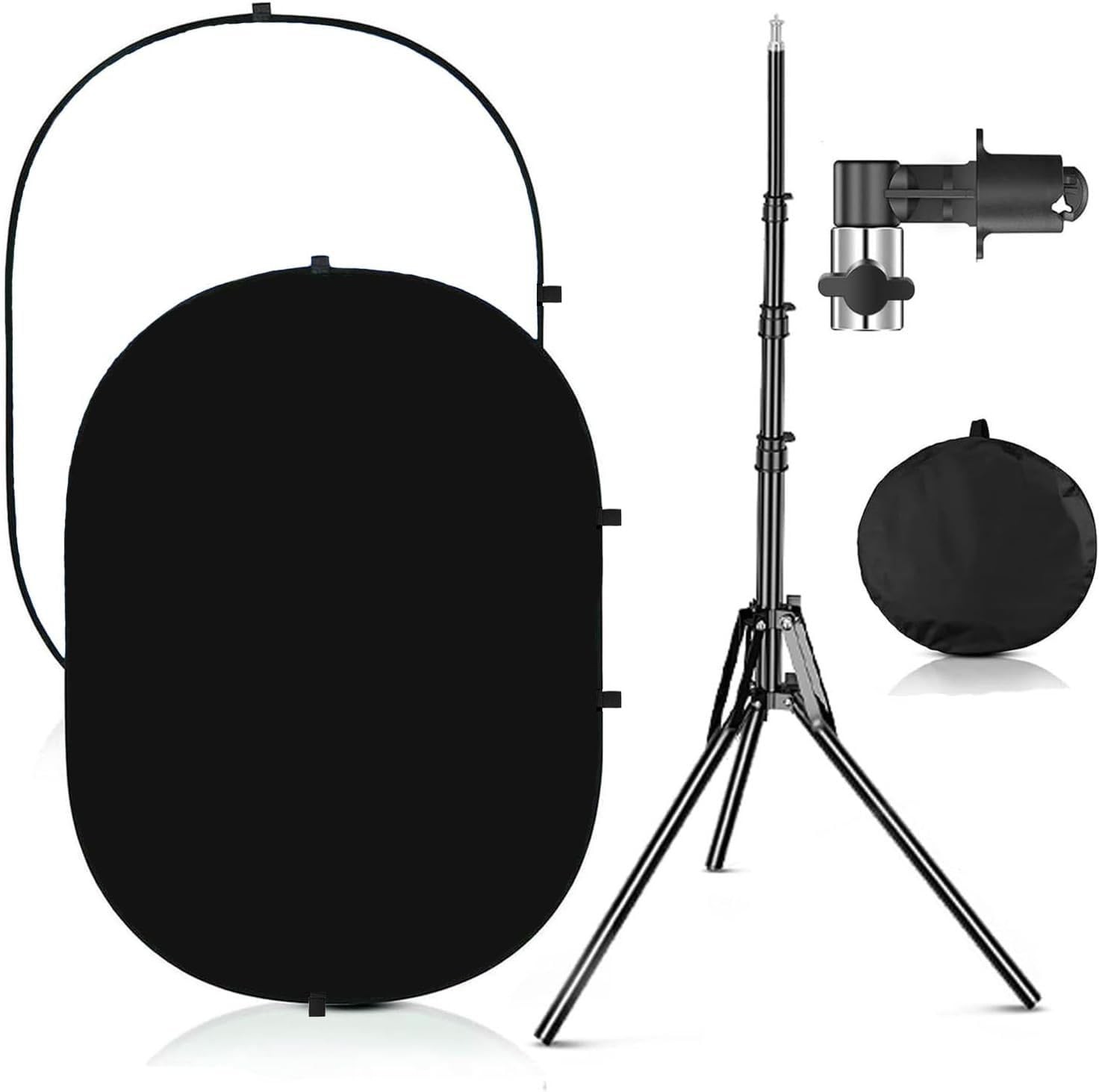 3.3x5ft/1×1.5m Chromakey Black White Backdrop with 6.23ft Stand, 2-in-1 Black…