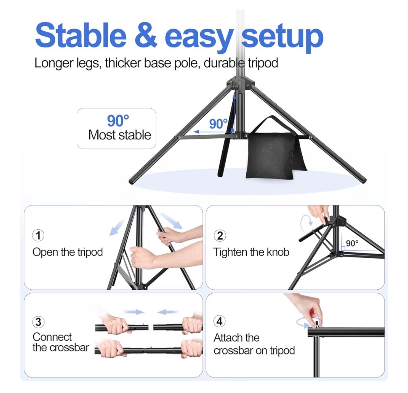 EMART 10x7ft Adjustable Photo Backdrop Stand Kit with Clamps Sandbags Carry Bag