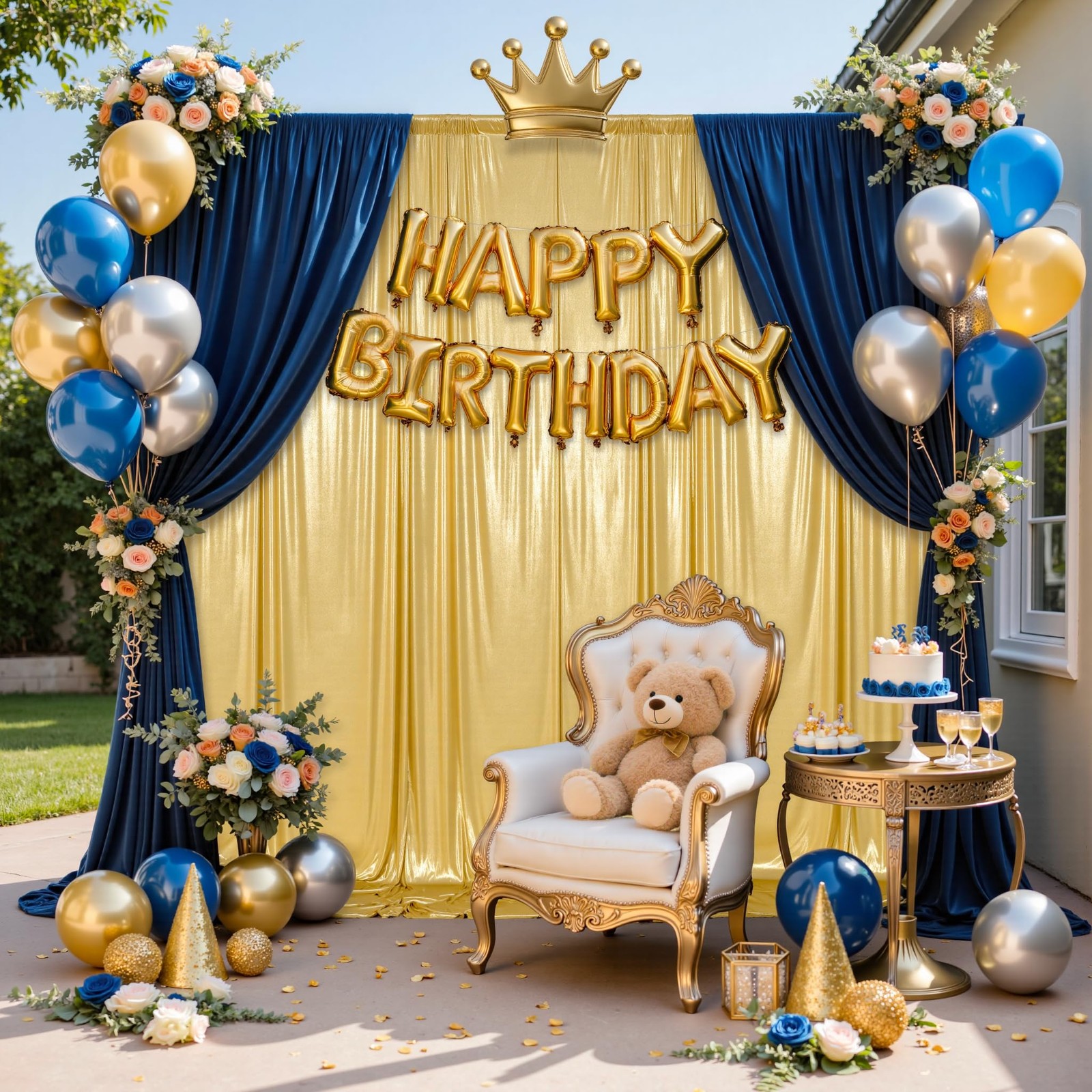10x10FT Gold Sequin Backdrop – 2 Panels 5x10FT Wrinkle-Free Glitter Drapes fo…