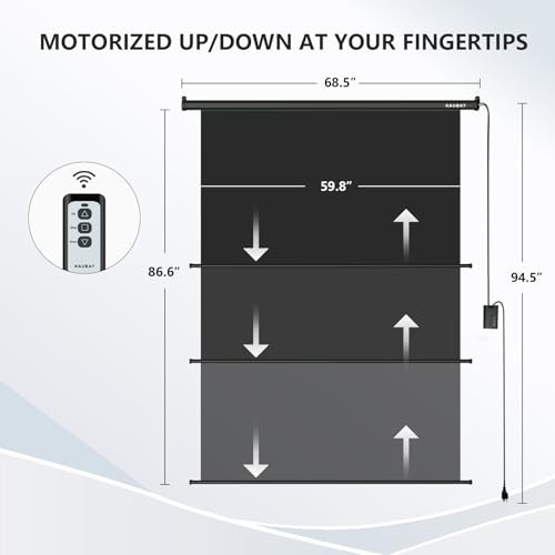 Motorized Pull Down Screen Backdrop – 59.8″ x Standard(59.8 x 86.6in) Black