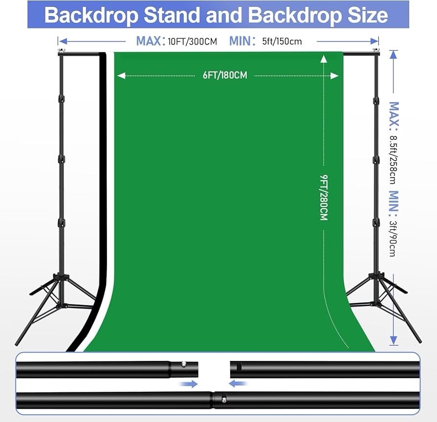 EMART 10×8.5ft Backdrop Stand for Photo Studio Adjustable Background