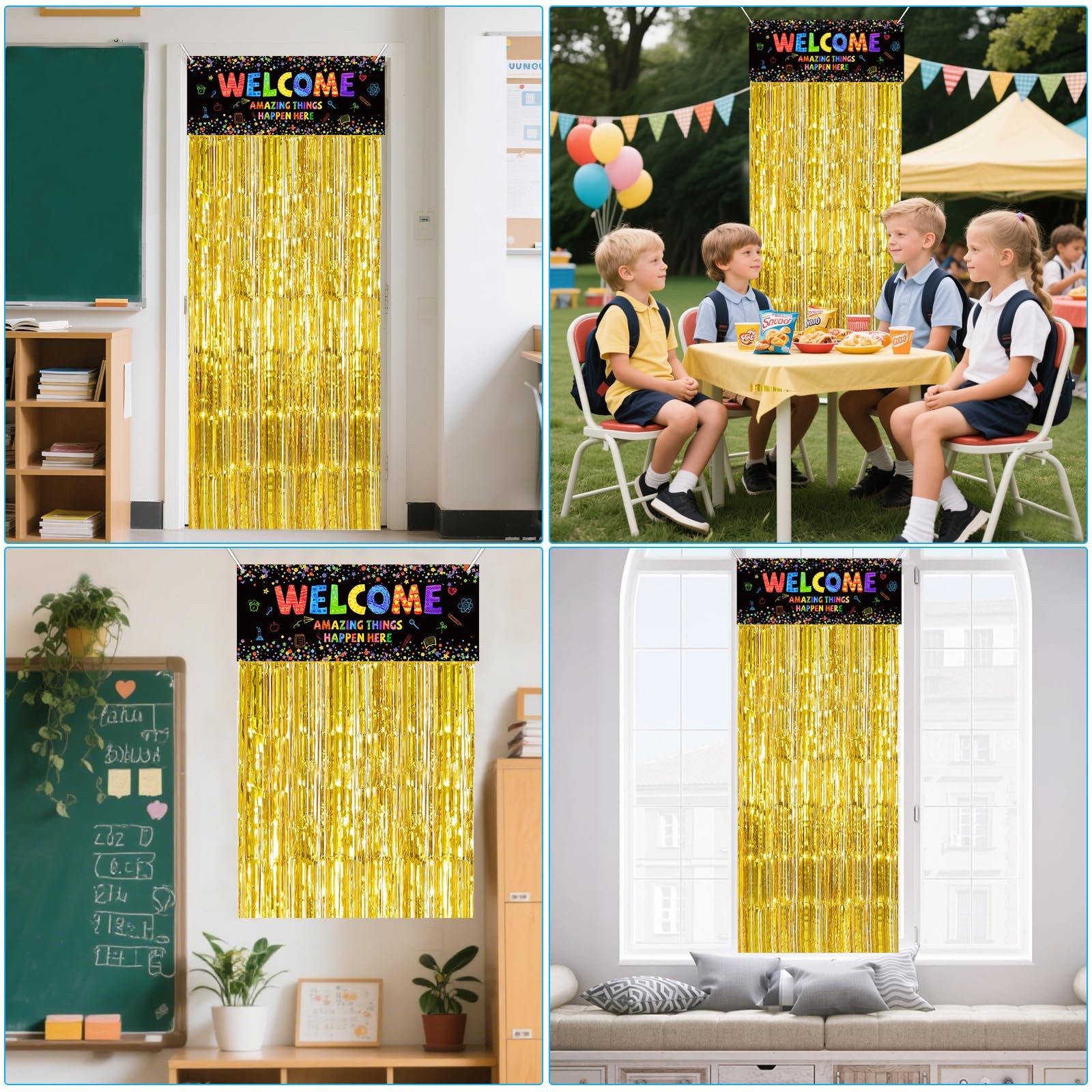 Confetti Classroom Door Decorations, Welcome Back to School Banner Sign with …