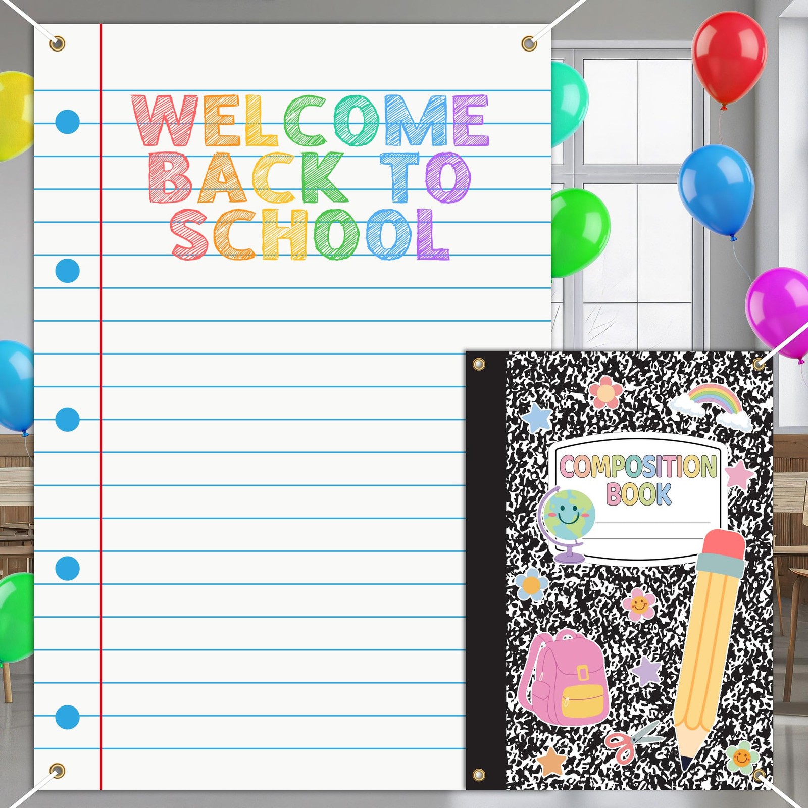 2 Pcs Large Composition Notebook Classroom Decor Composition Book and Noteboo…