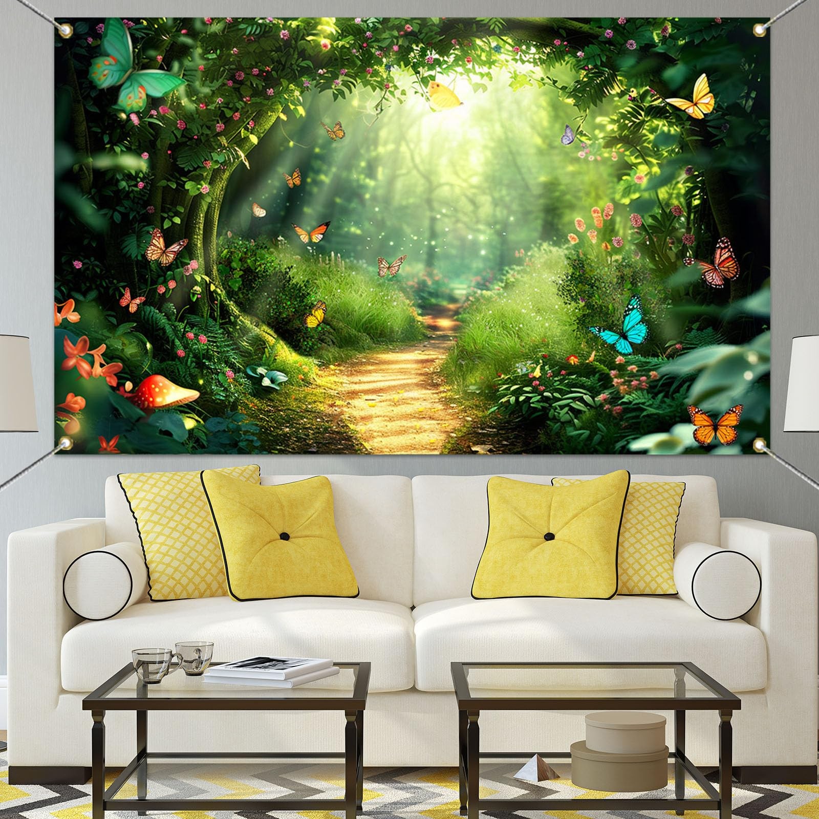Mocsicka Enchanted Forest Backdrop Fairy Magic 70.8×43.3 inch, Green