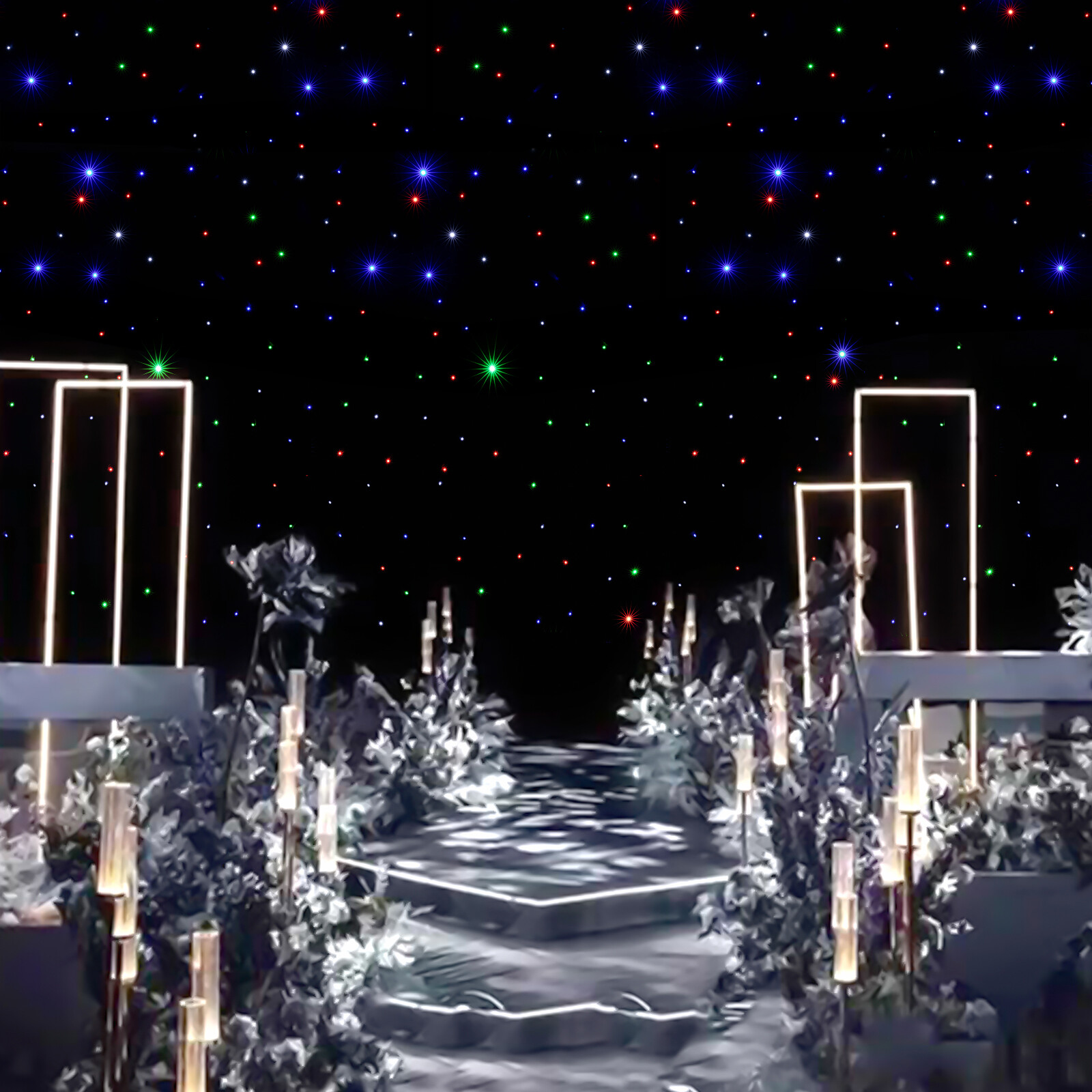 20FT*10FT LED Stage Star Backdrop Wedding Party Xmas Curtain Velvet Material NEW