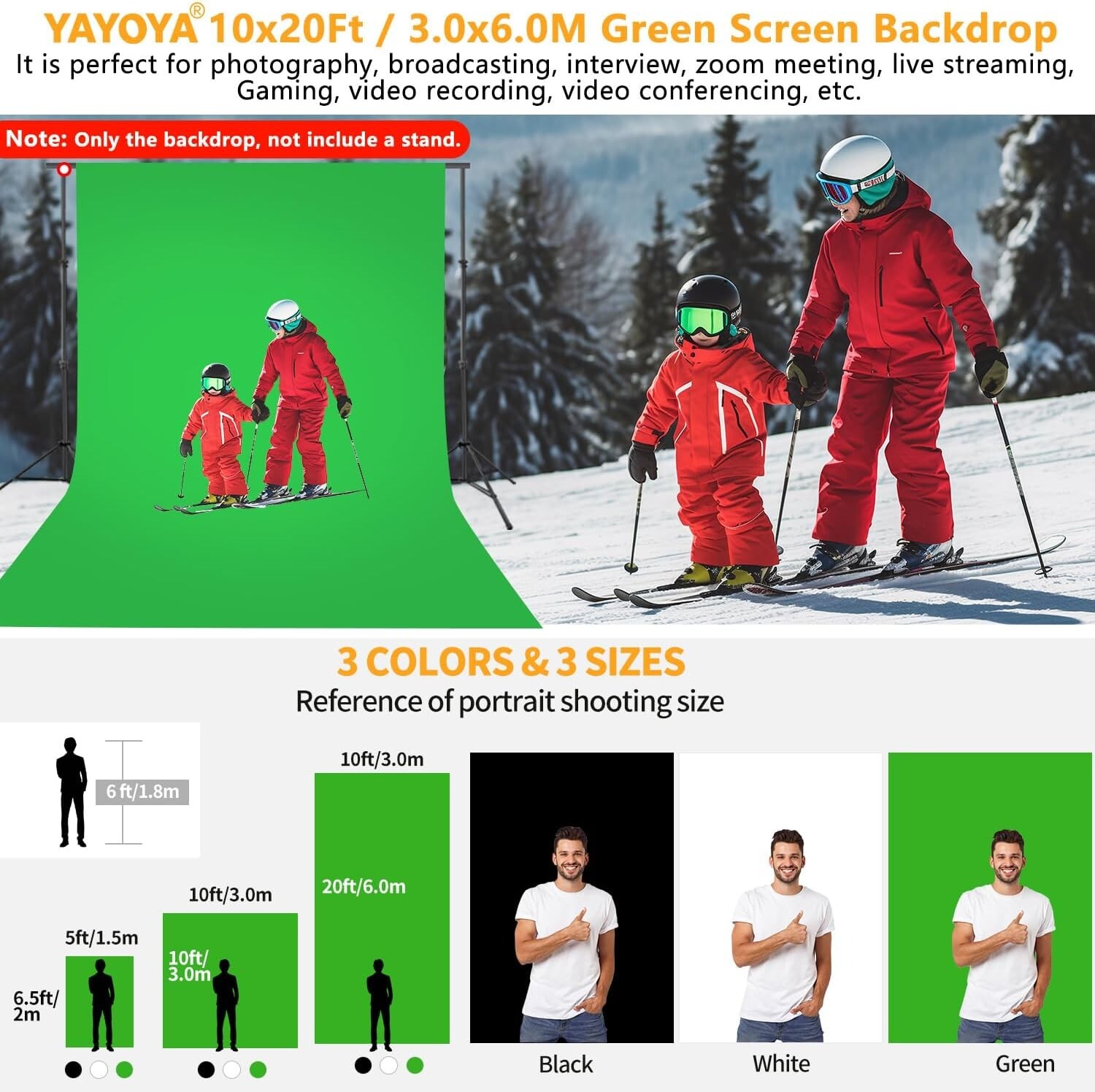 Green Screen Backdrop 10X20Ft for Photography, Chromakey Green Screen Green Musl