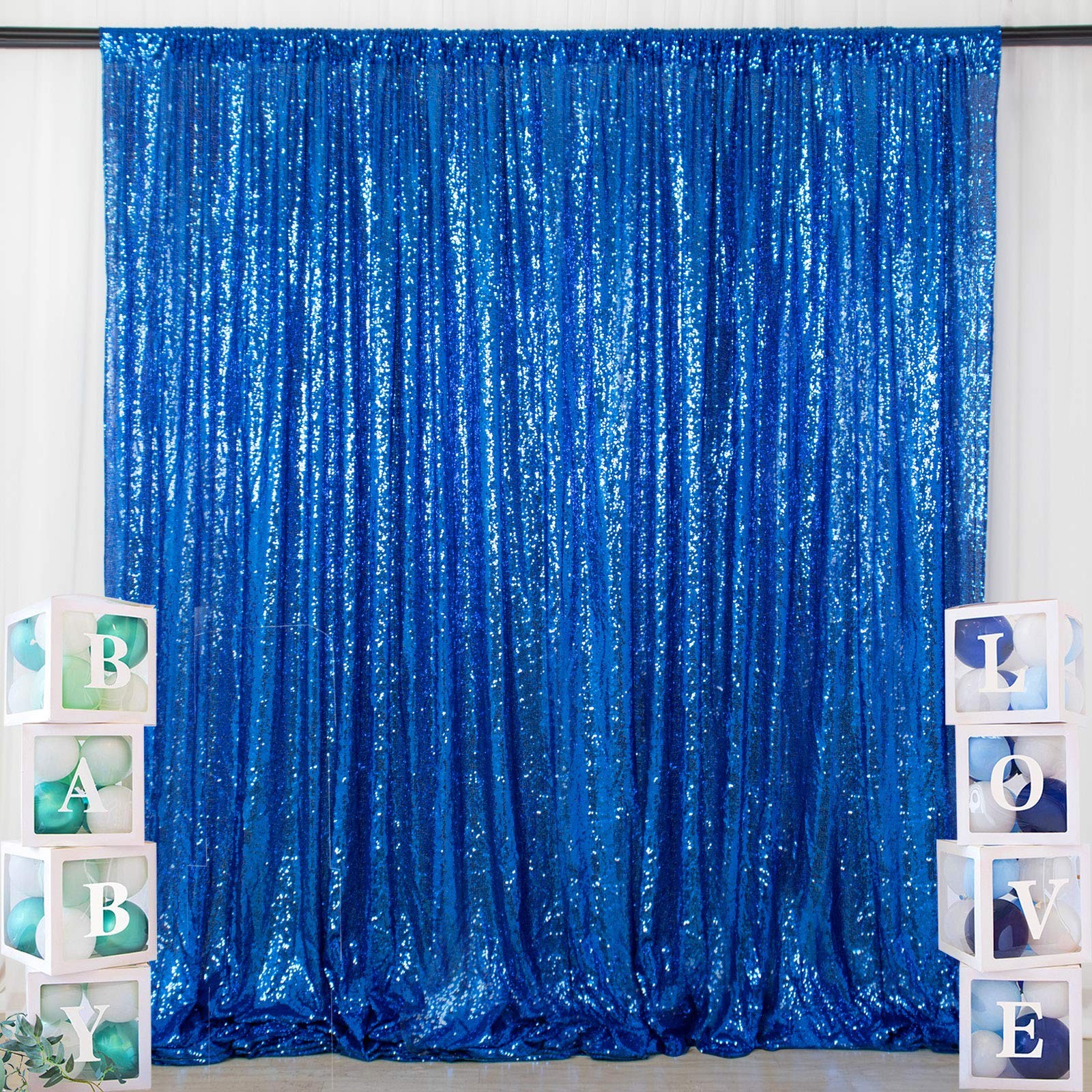 Royal Blue Sequin Photo Booth Backdrop 5x10FT | Glitter Birthday Wedding Part…