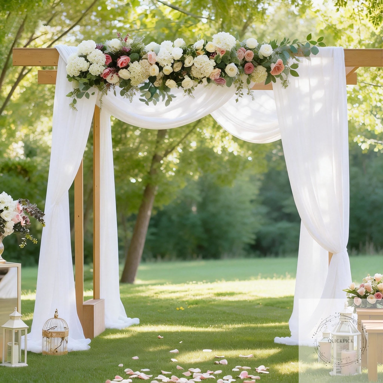 White Wedding Arch Draping Fabric, 2 Packs 29″ x 20FT Sheer Fabric Arch Drapery