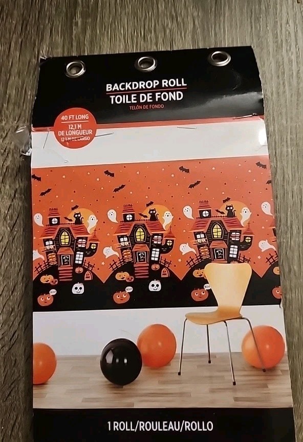 New-Halloween Backdrop Orange Moon Night Graveyard Halloween Banner Spooky House