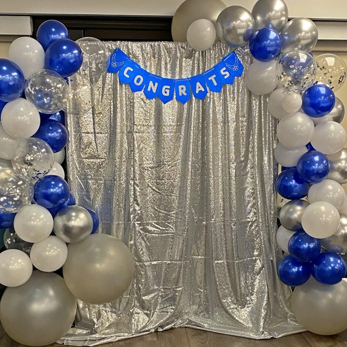 Silver Sequin Photo Backdrop Curtain 6FT x 8FT Birthday Wedding Party Decor