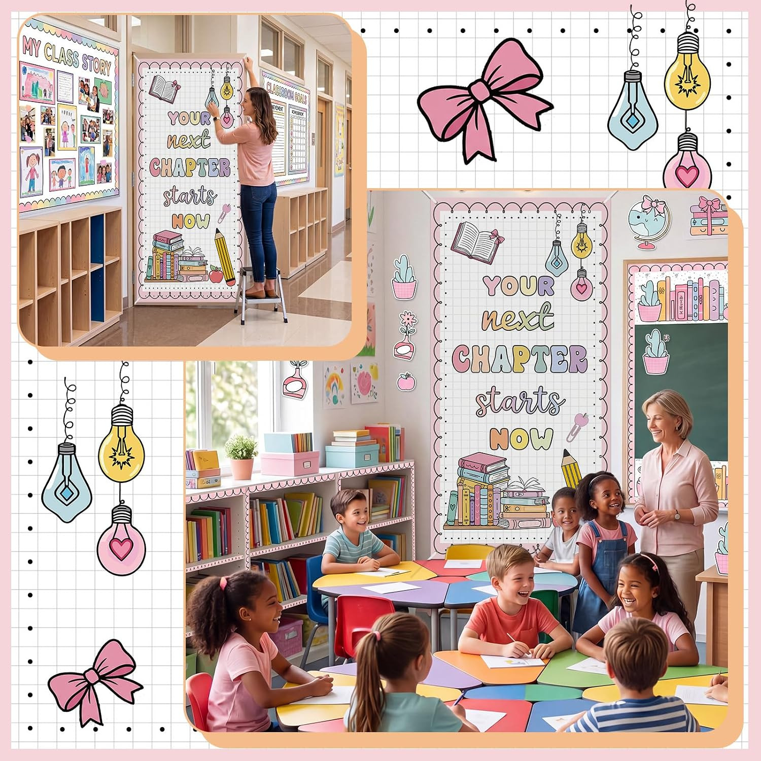 Classroom Welcome Door Cover Composition Notebook Back to School Banner Welcome