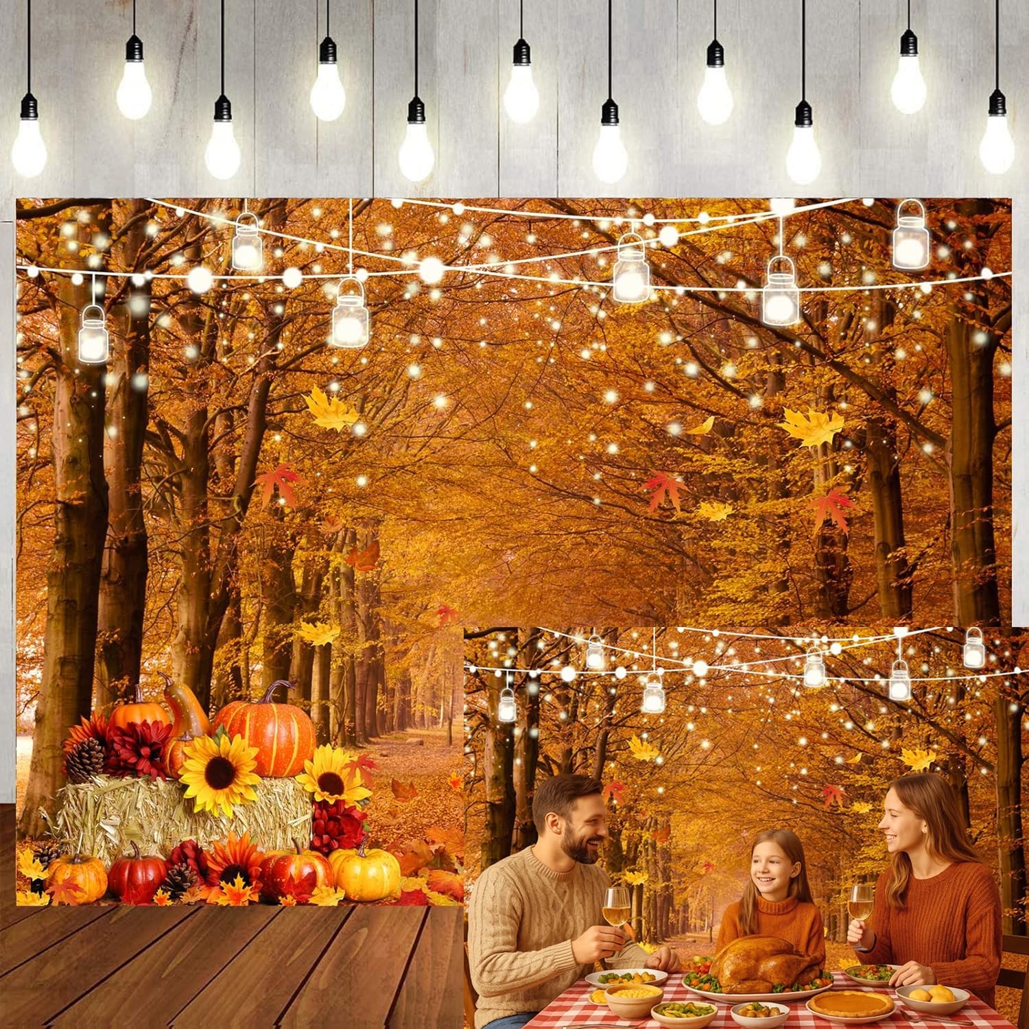 7x5ft Fall Forest Photography Backdrop Harvest Thanksgiving Pumpkin Prop 185