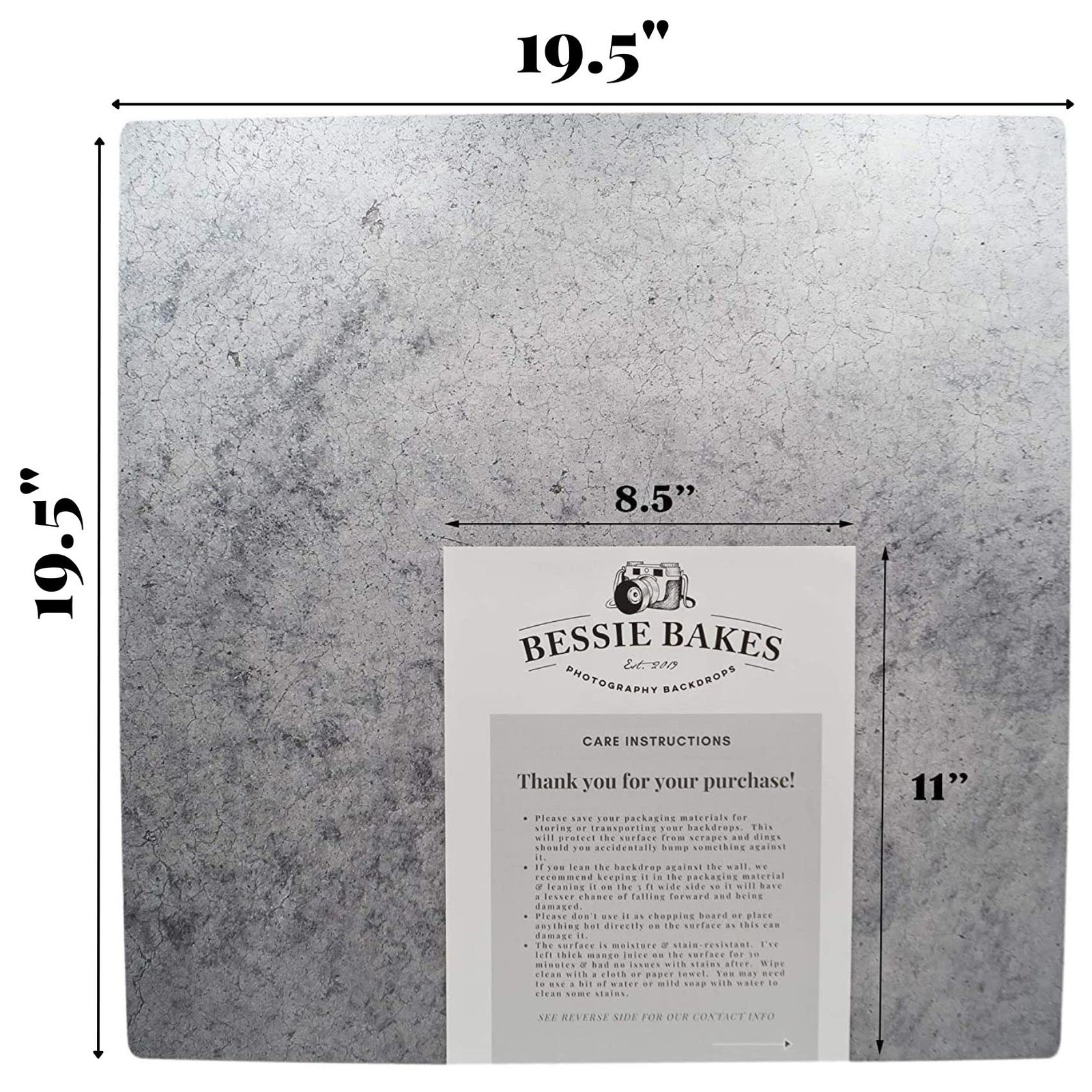 Gray Concrete Replicated Photography Backdrop 19.5×19.5 Inch Square 3 mm Thick