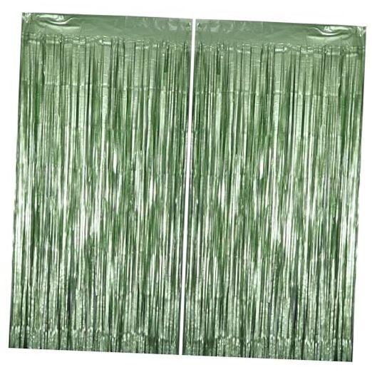 2 Pack Party Decorations, Matte Foil Fringe Curtain Pack of 2 Sage Green