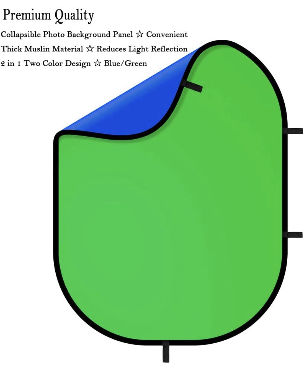 5×6.6ft Blue Green Background Pop Up Photography Backdrop w Clip and Carry Case