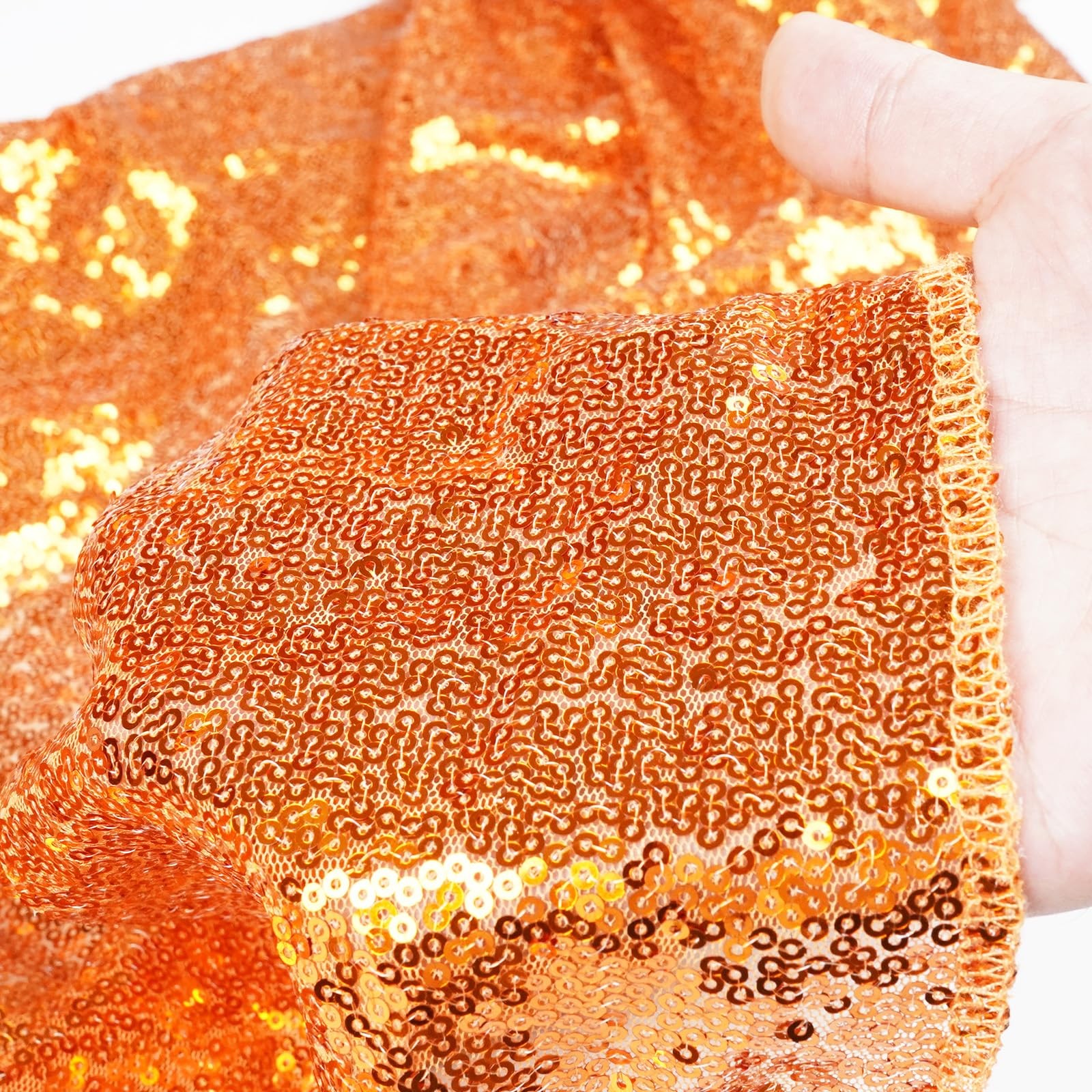 2 PCS 2×8 Ft Orange Sequin Backdrop Curtain Glitter Panel Wedding Party