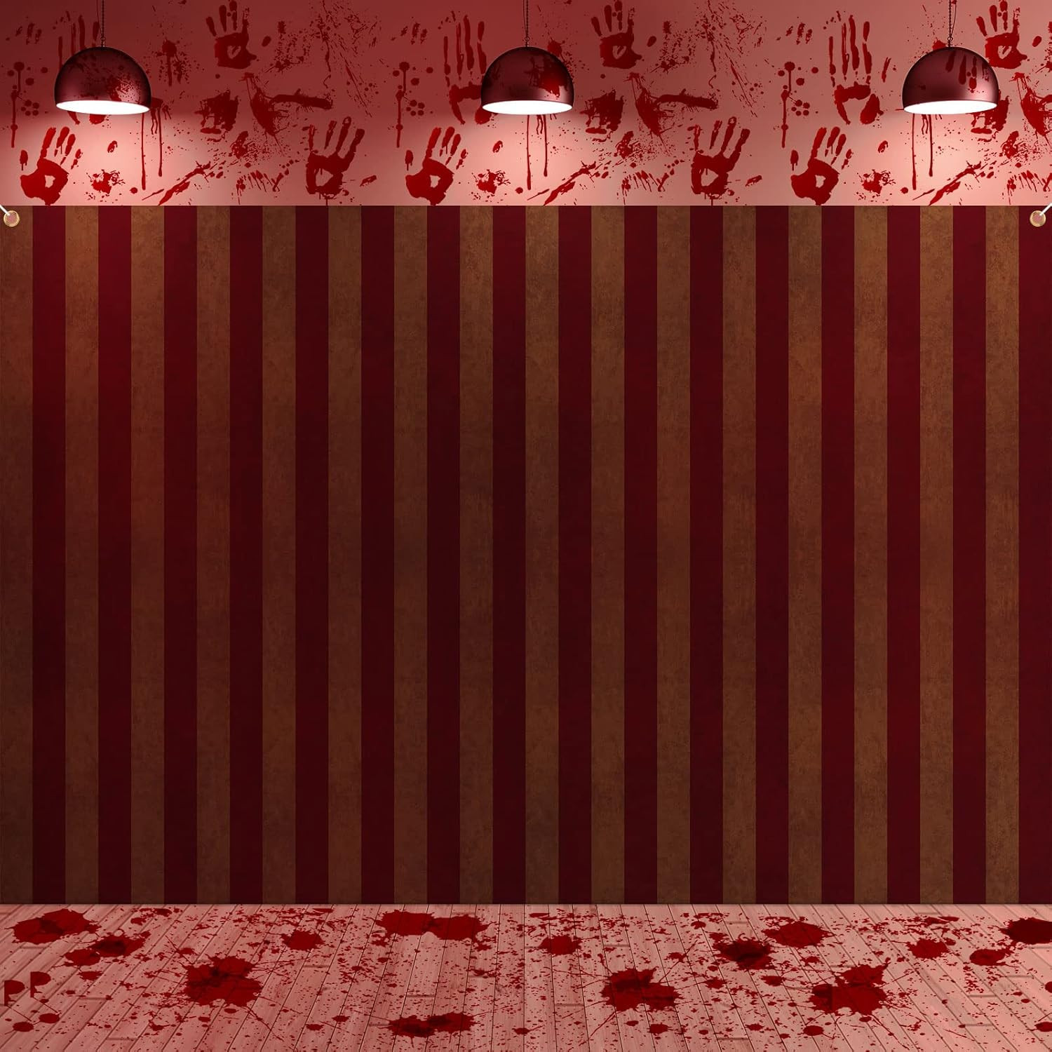 2 Pieces Halloween Creepy Carnival Backdrop for Horrible Bloody Circus Tent Evil