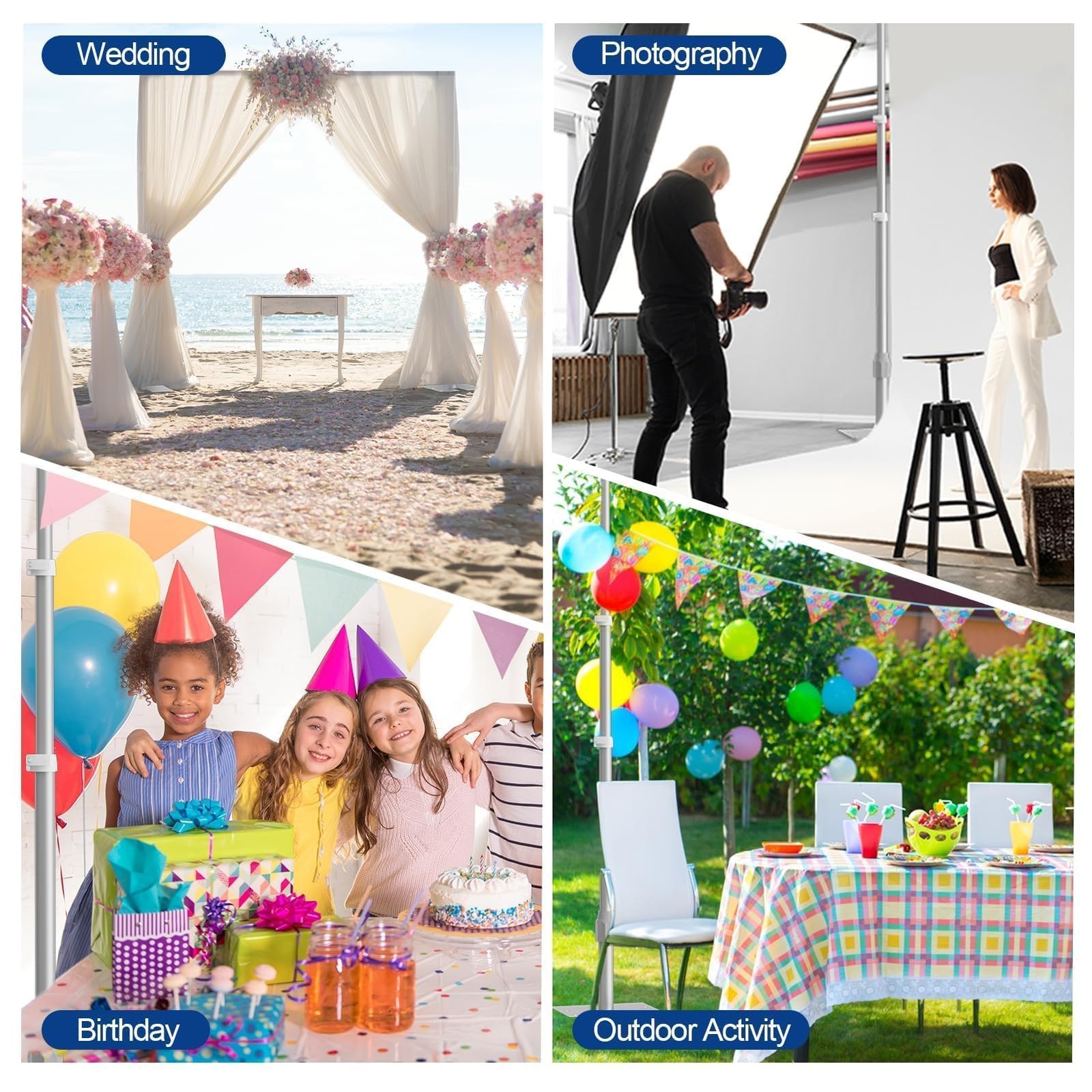 Backdrop Stand Heavy Duty, 10x10Ft Adjustable Pipe and Drape Backdrop Stand K…
