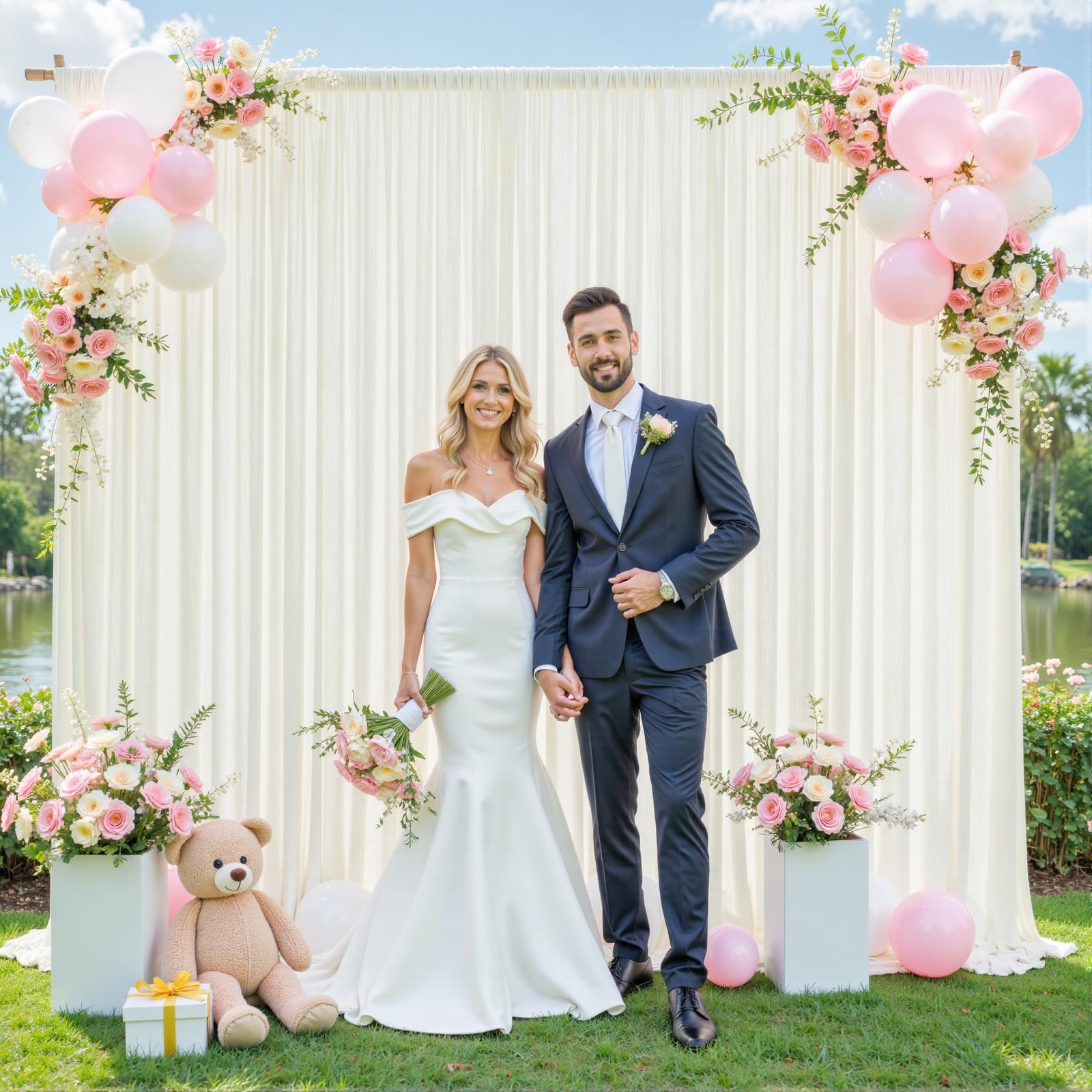Ivory Backdrop Curtain 10x7ft Wrinkle Free Wedding Party Photography Drapes