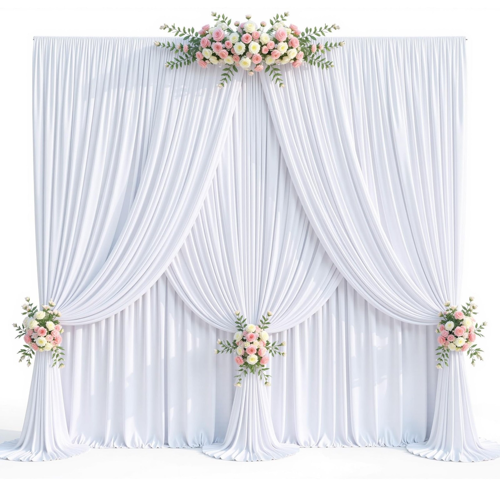10×15 ft White Wrinkle Free Backdrop Curtains Wedding Party Drapes Cloth