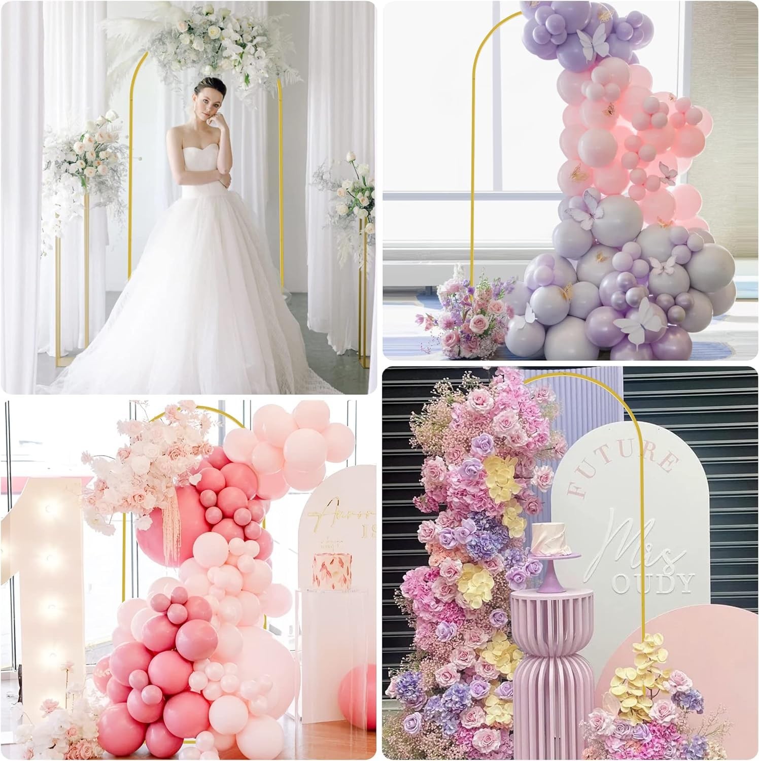 6 FT Metal Arch Backdrop Stand, Wedding Arch Frame for Parties, Birthday, Bab…