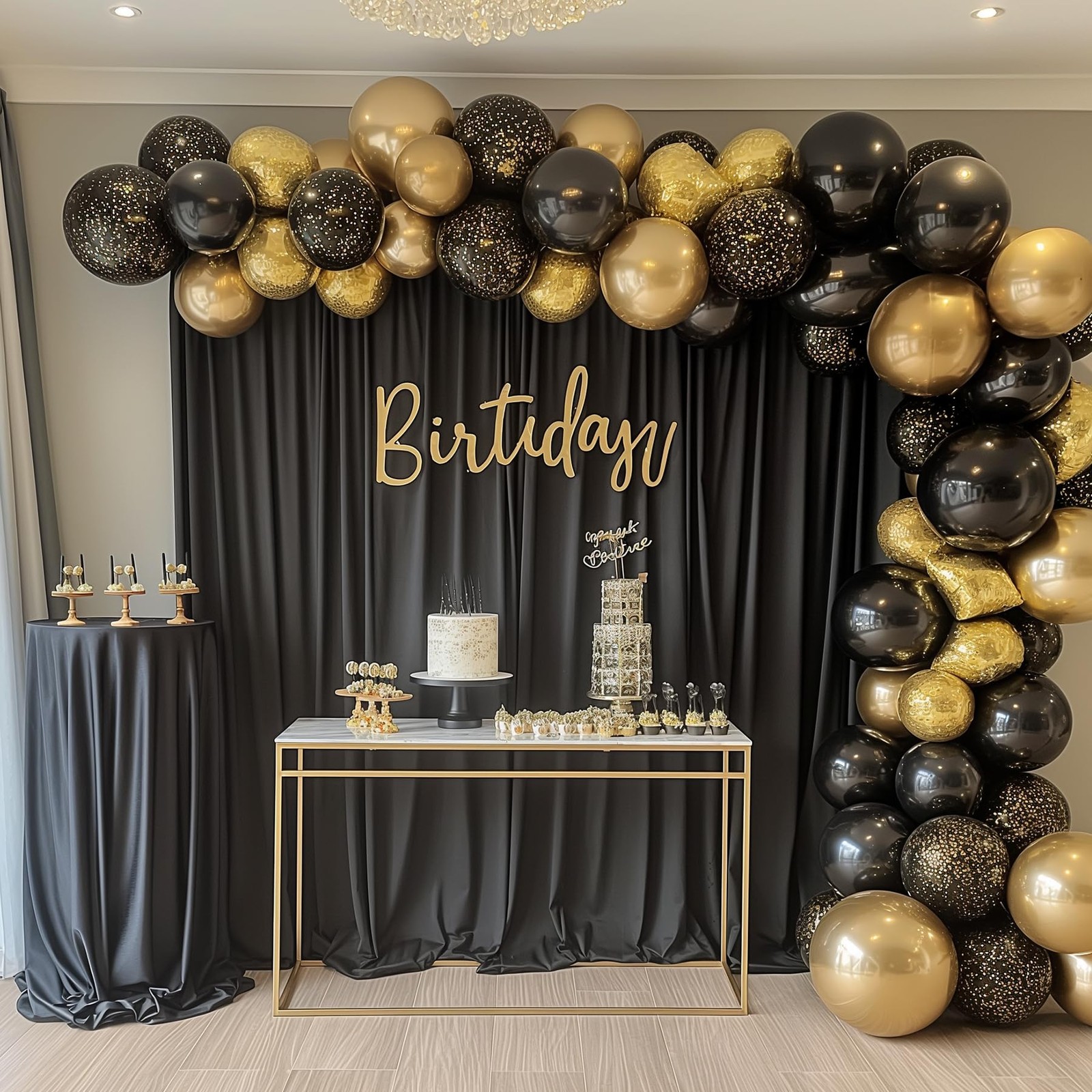 10x10FT Black Backdrop Curtains for Party, 2 Panels 5x10FT Thick Polyester Ba…