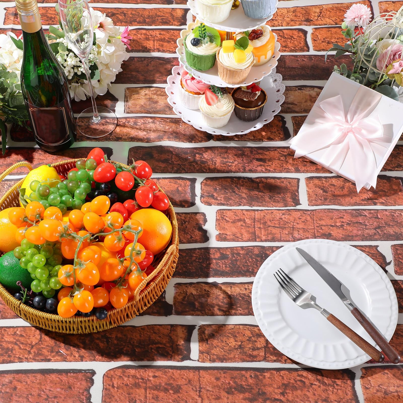 VitalCozy 10 x 8 ft Brick Wall Backdrop for Photography 10 x 8 ft, Dark Red