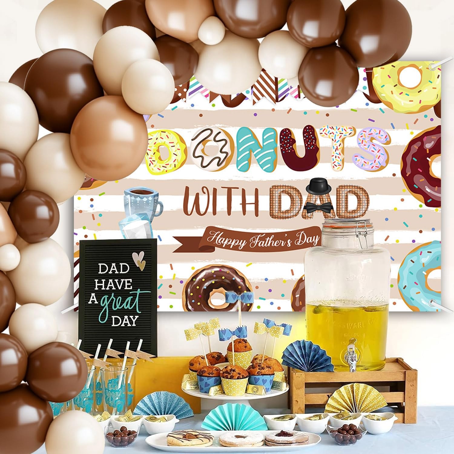7x5ft Happy Father’s Day Backdrop Donuts with Dad Photography Background Brown W
