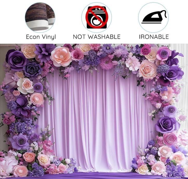 7x7ft Purple Floral Photography Backdrop – Lavender Flower Wall for Weddings, Pa