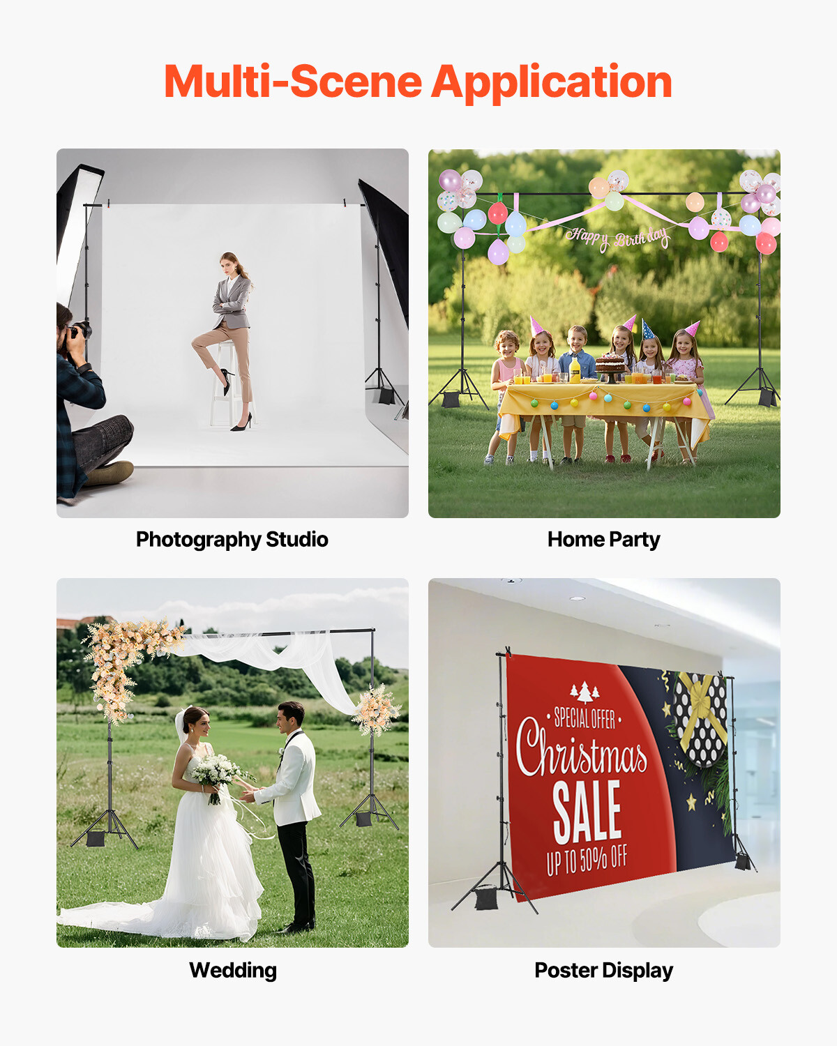 Backdrop Stand Background Stand Kit 10 x 10 ft for Party & Photo Studio