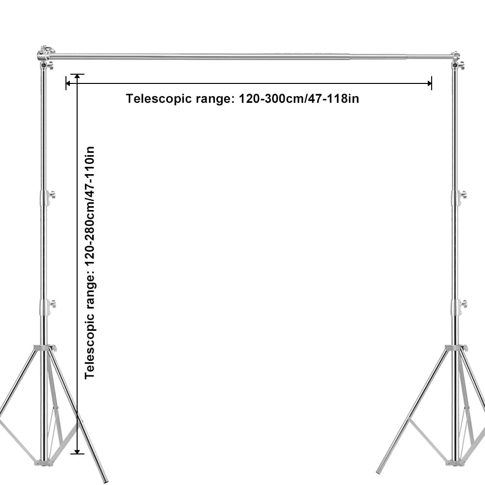 Stainless Steel Backdrop Stand 9.5ftx10ft Photo Stand for Backdrop Video Adju…