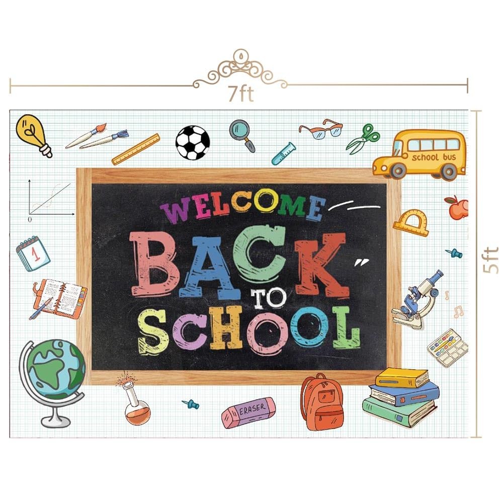Welcome Back To School Backdrop First Day Kids Teacher Blackboard Photo 7×5 ft