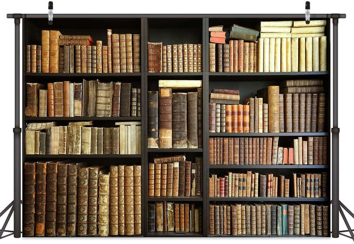 7X5FT Brown Bookshelf Backdrop Library Modern Retro Bookcase Photography Backdro
