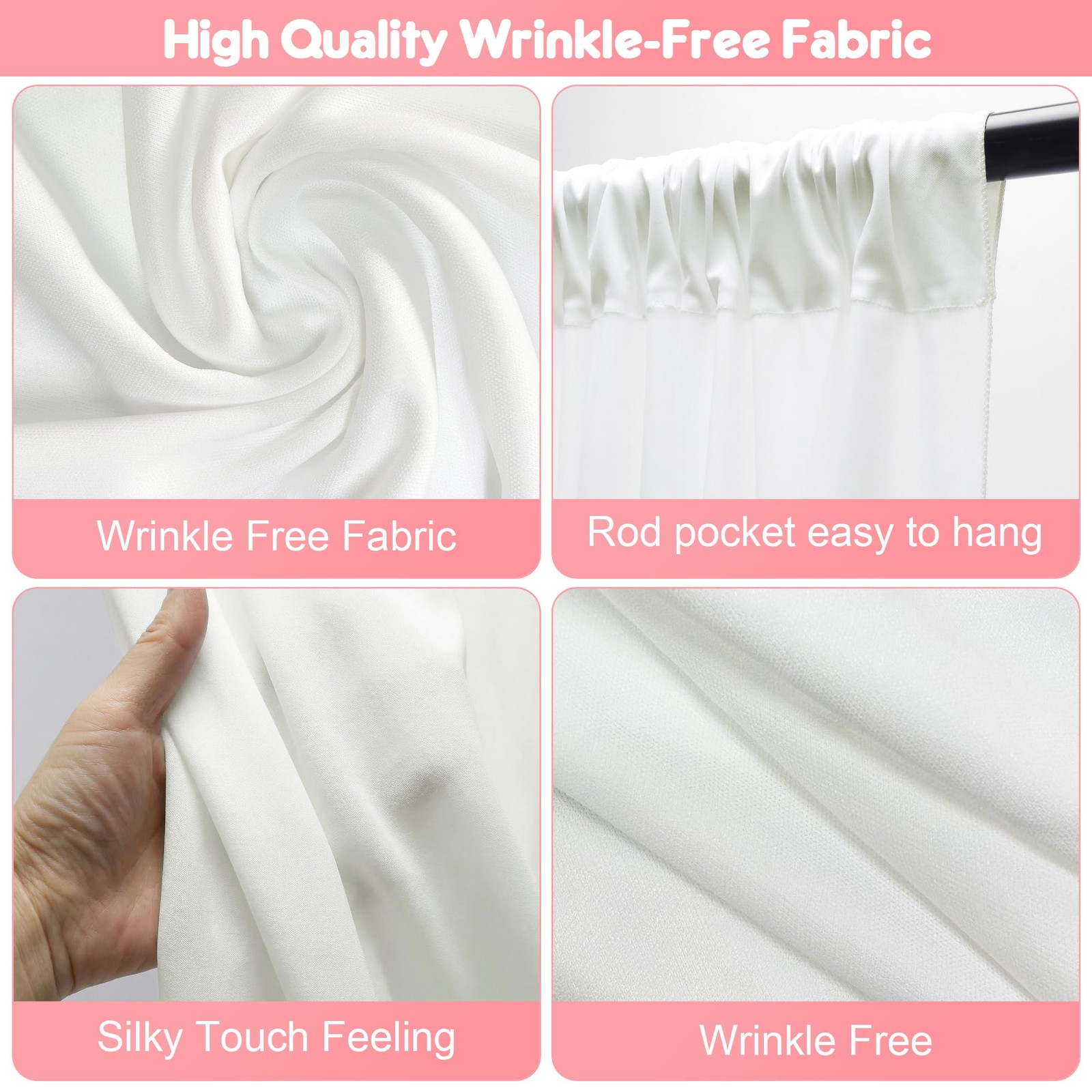 Ivory Backdrop Curtains 10×8 Ft Polyester Photo Fabric Drapes Party Wedding